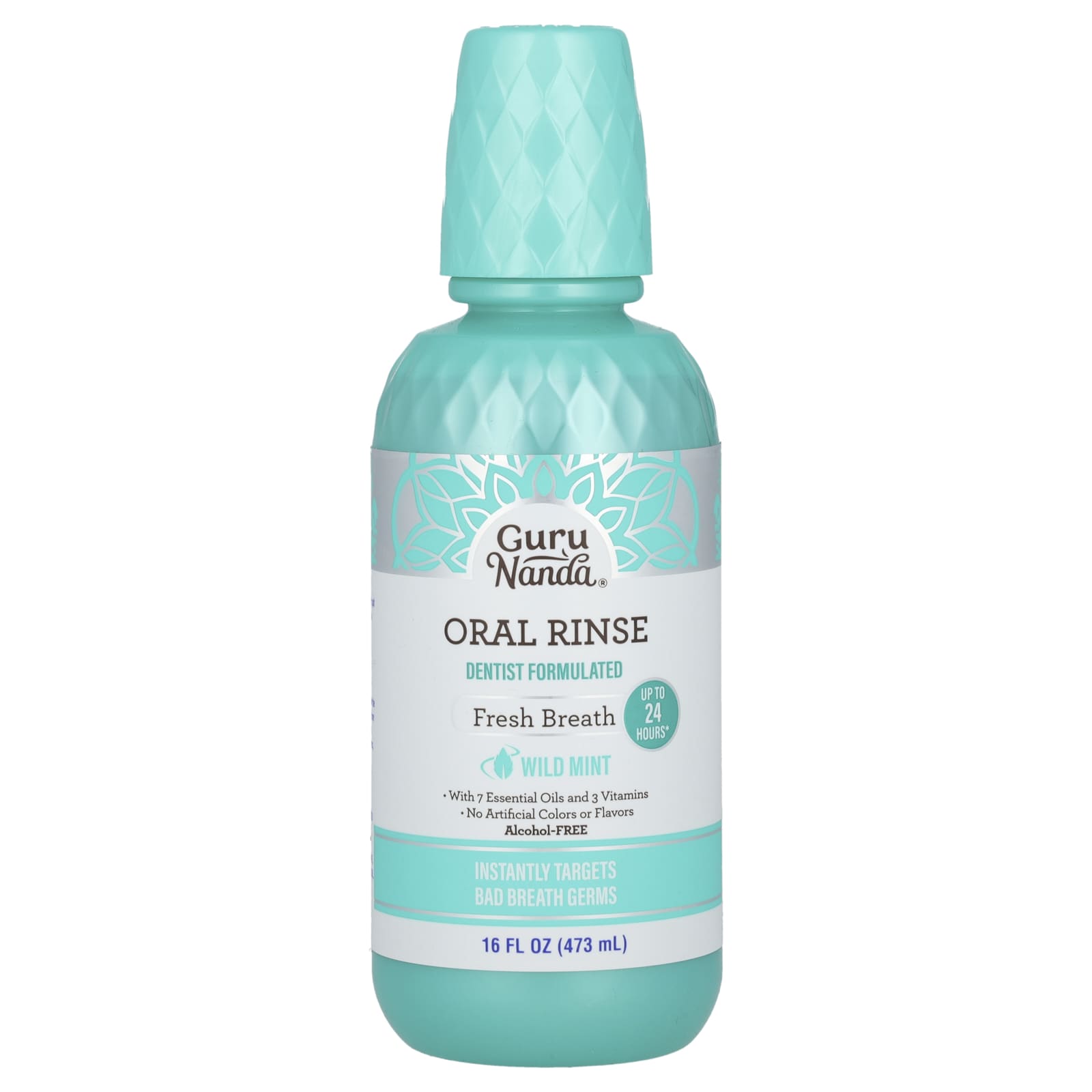 GuruNanda, Oral Rinse, Alcohol-Free, Wild Mint, 16 fl oz (473 ml) - B0CBK1MVL2