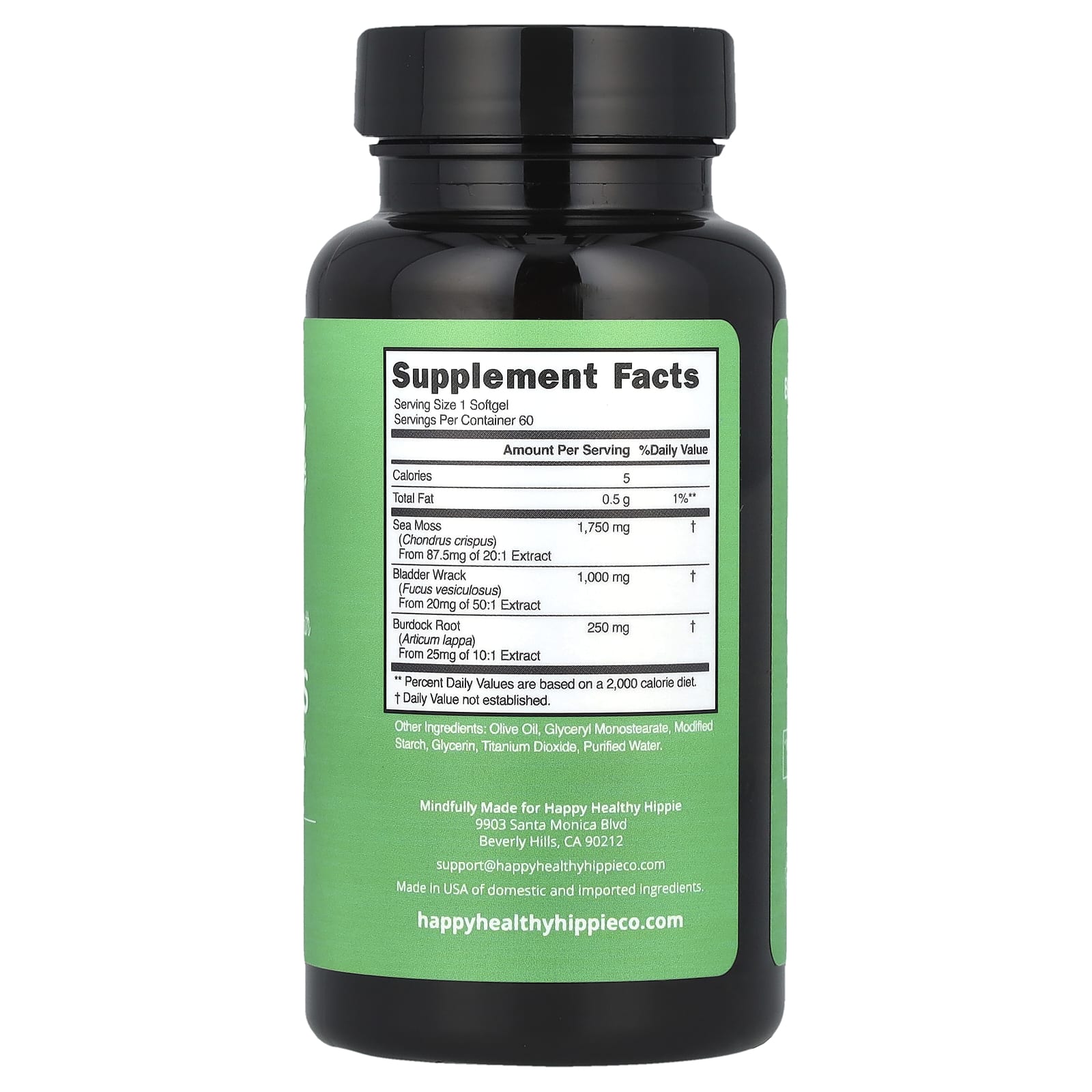 Happy Healthy Hippie, Sea Moss with Bladderwrack and Burdock Root, 60 Veggie Softgels - B0C6R5Y7RF