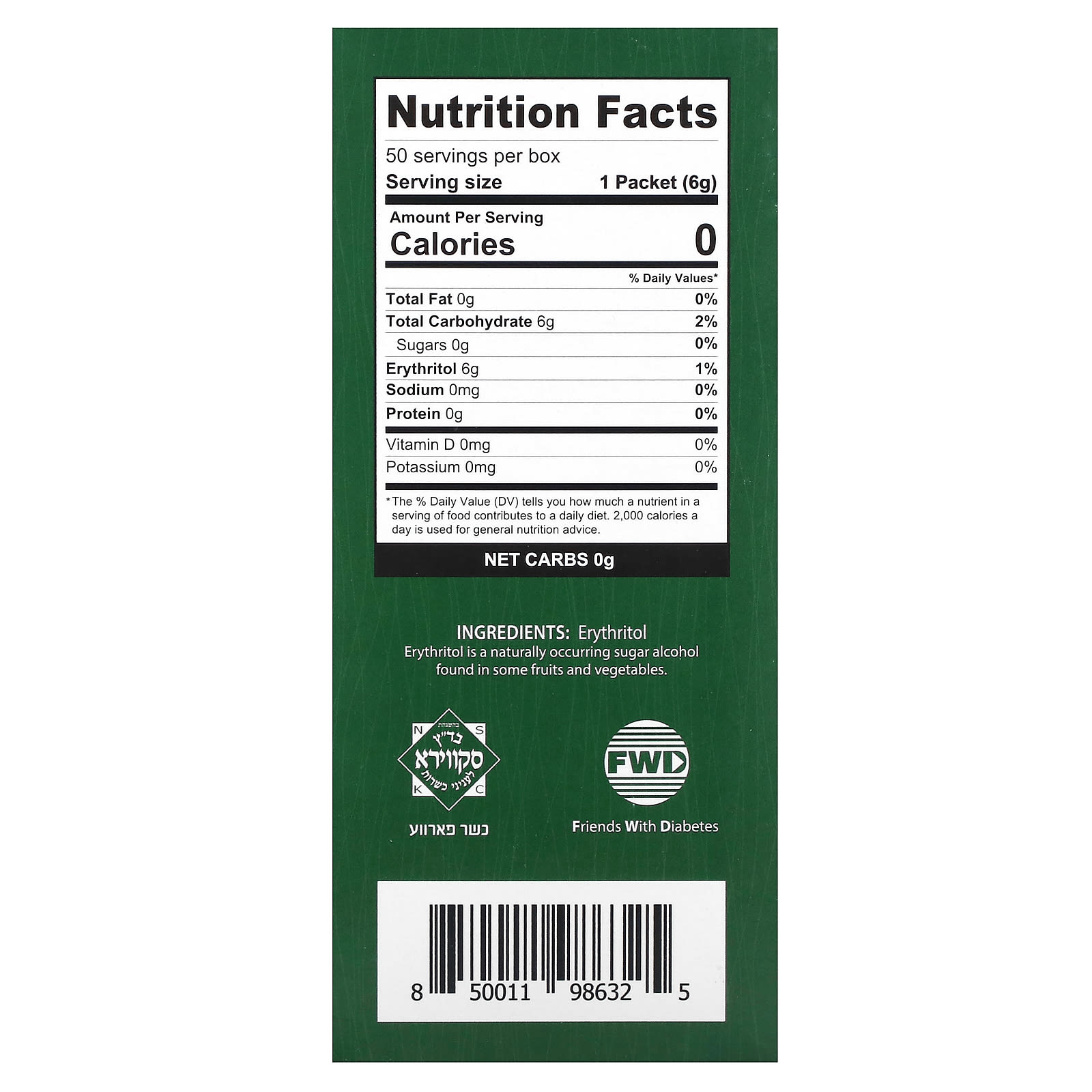 Health Garden, All-Natural Erythritol Sweetener, 50 Packets, 0.21 oz (6 g) Each - B0BF3RQFR3