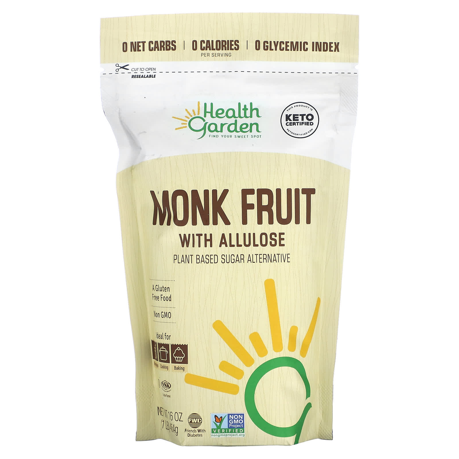 Health Garden, Monk Fruit with Allulose, 16 oz (454 g) - B0CX2YWXQM