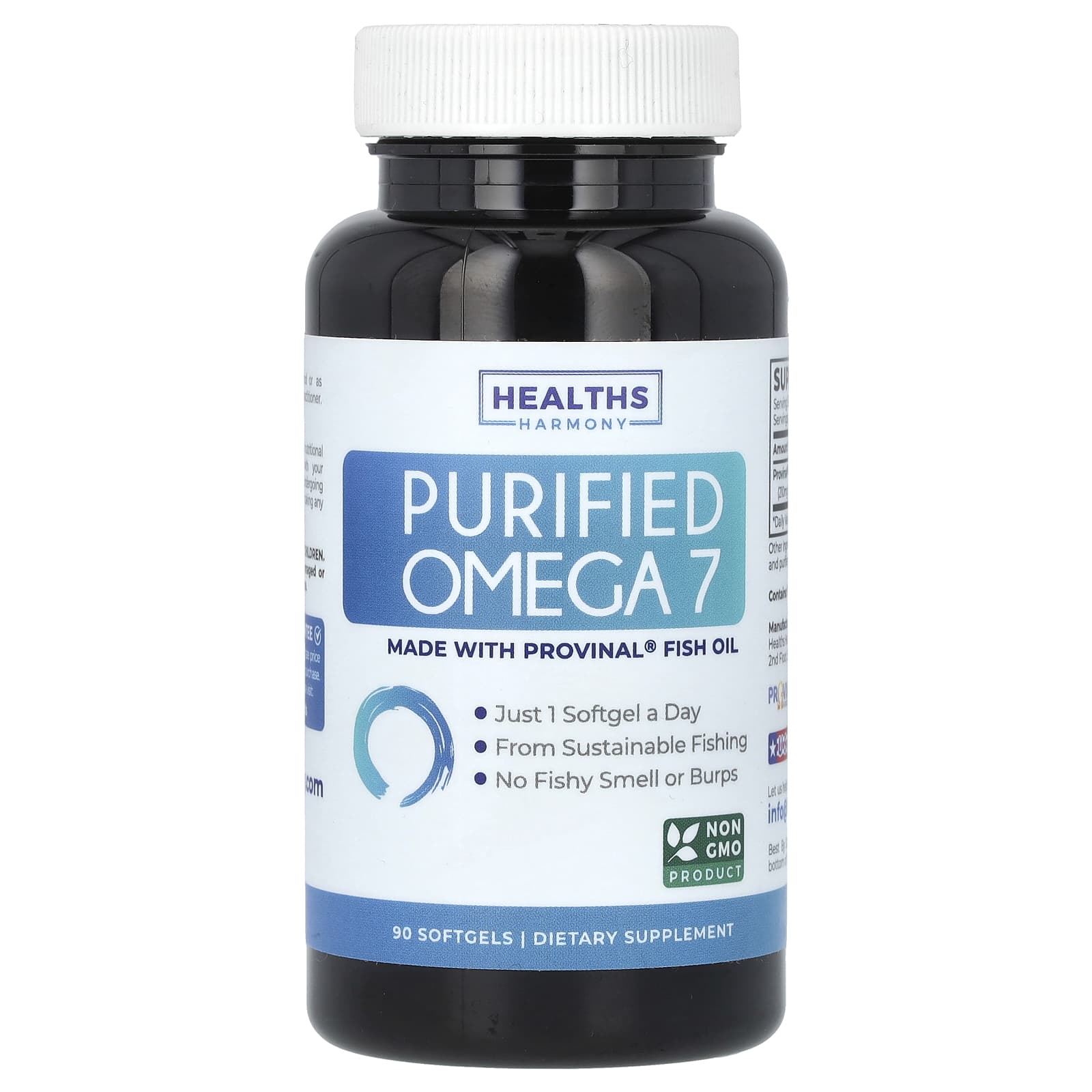 Healths Harmony, Purified Omega 7, 90 Softgels - B0CY41ND6G