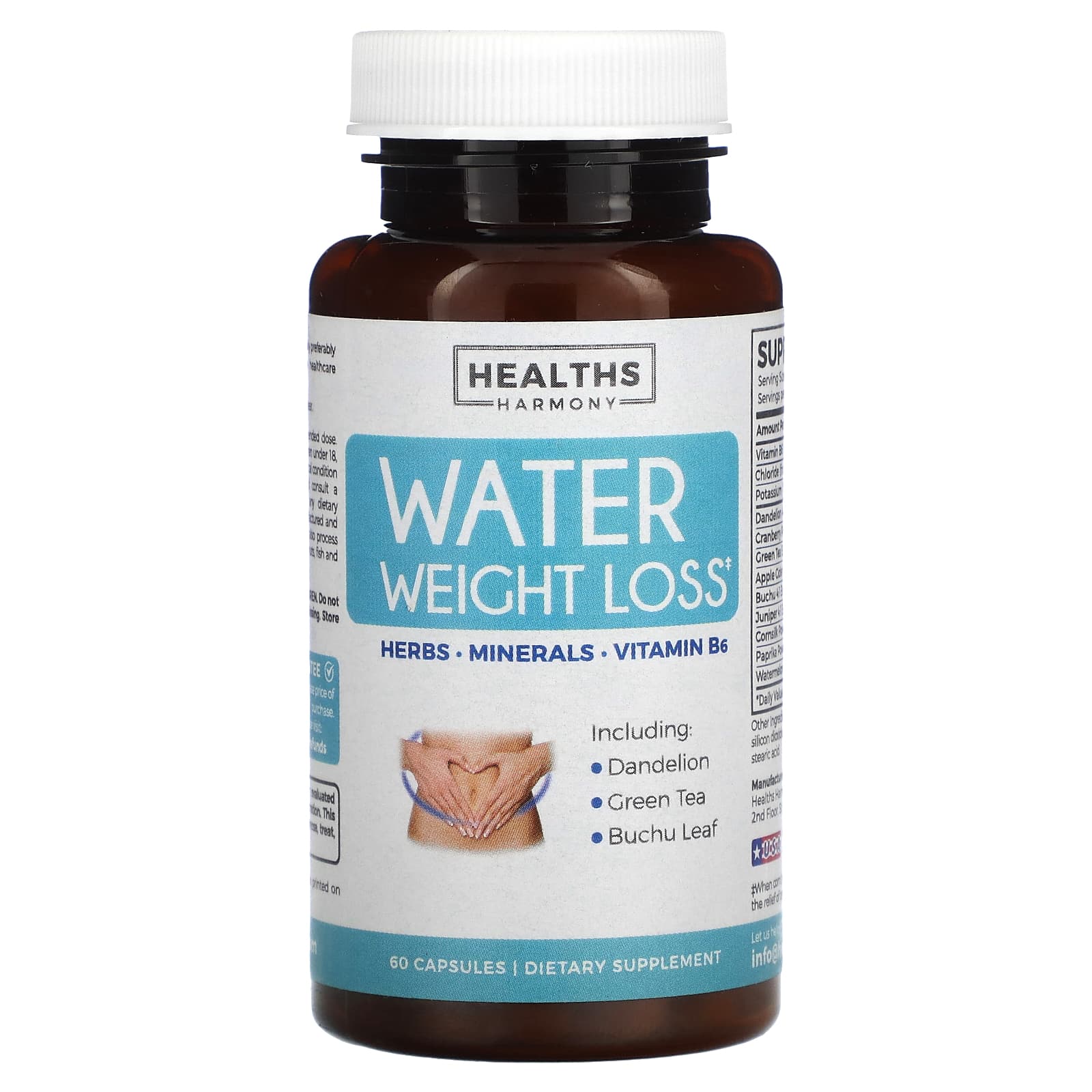 Healths Harmony, Water Weight Loss, 60 Capsules - 