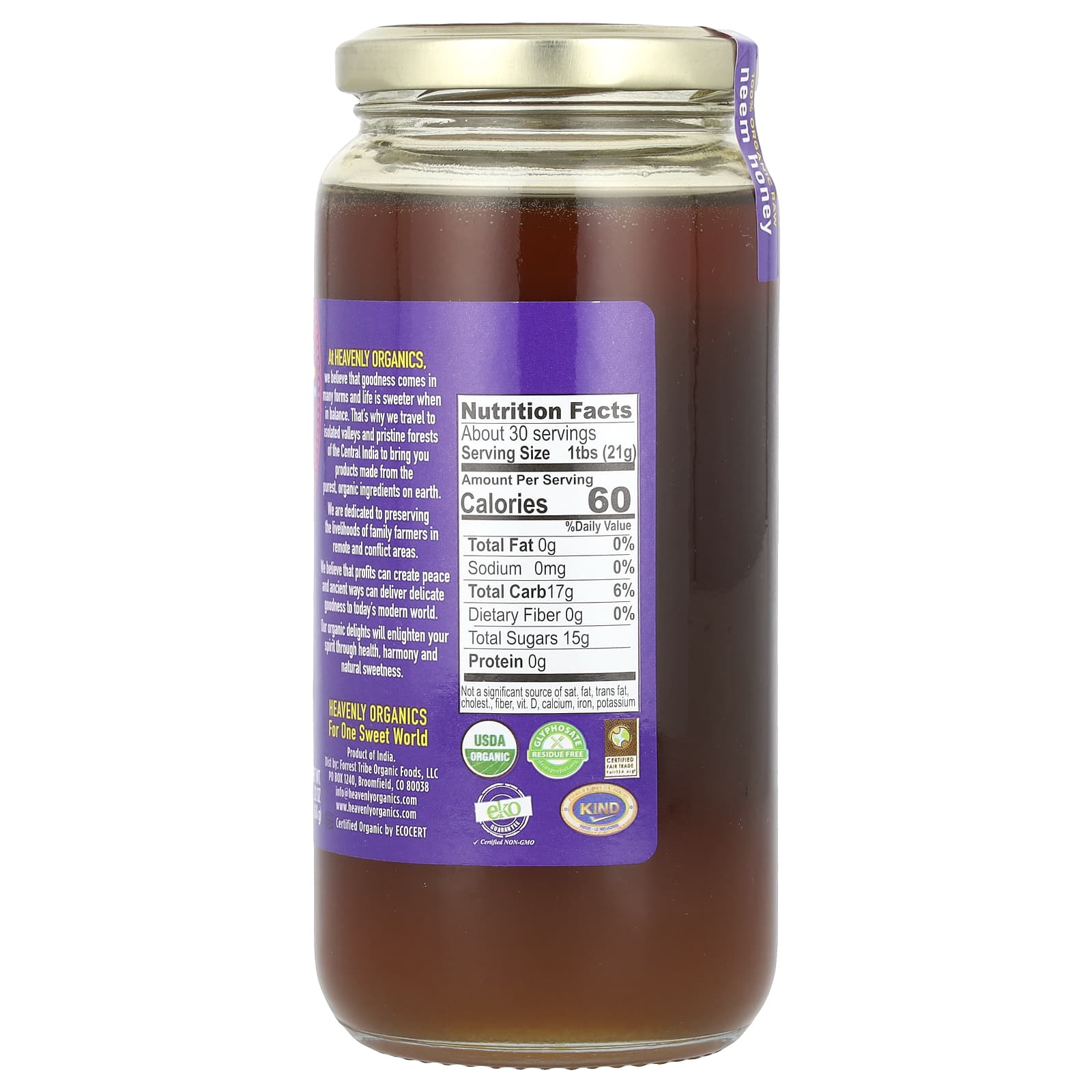 Heavenly Organics, 100% Organic Neem Honey, Raw & Unfiltered, 22 oz (624 g) - B076GPQDNS
