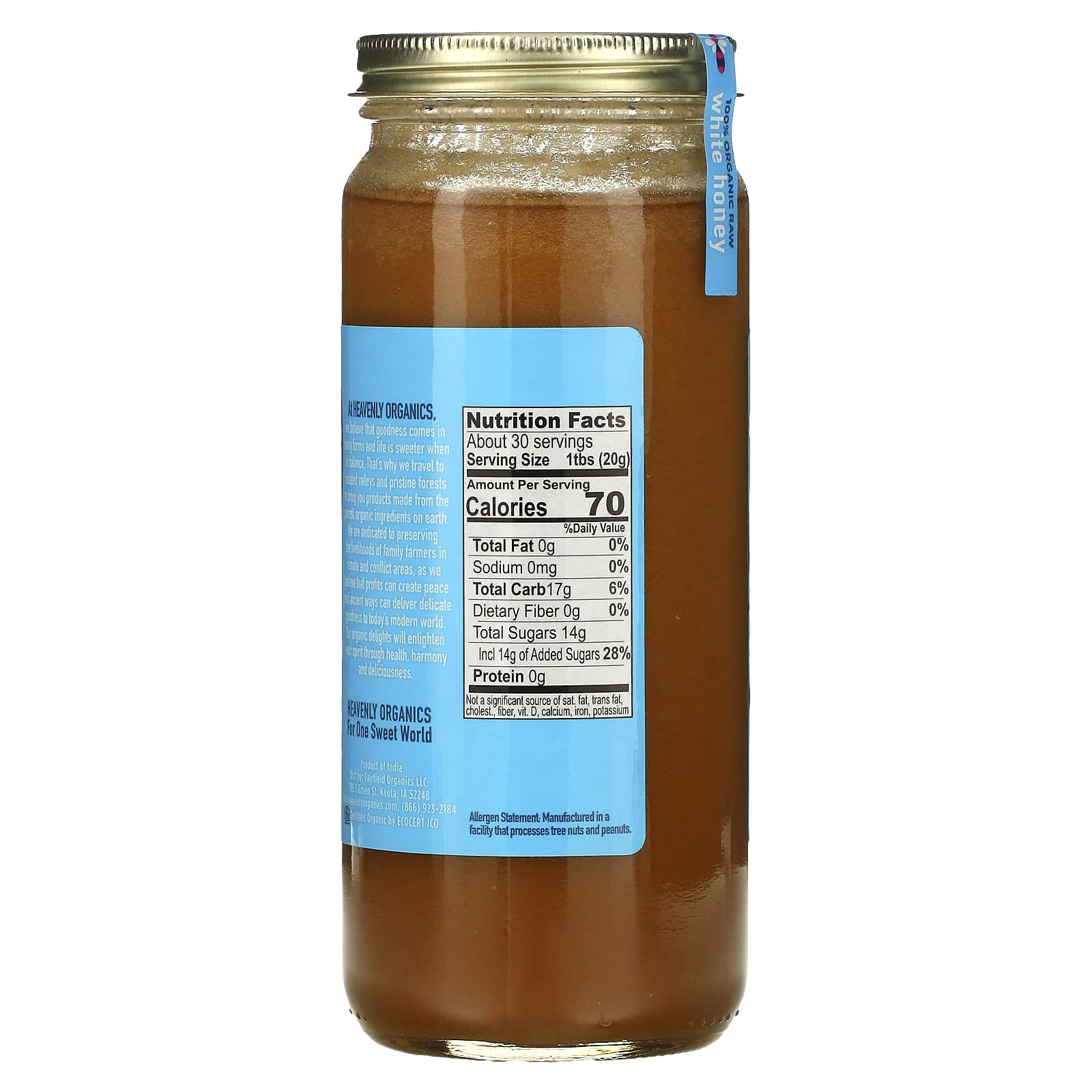 Heavenly Organics, 100% Organic Raw White Honey , 22 oz (624 g) - B00XM15VT4