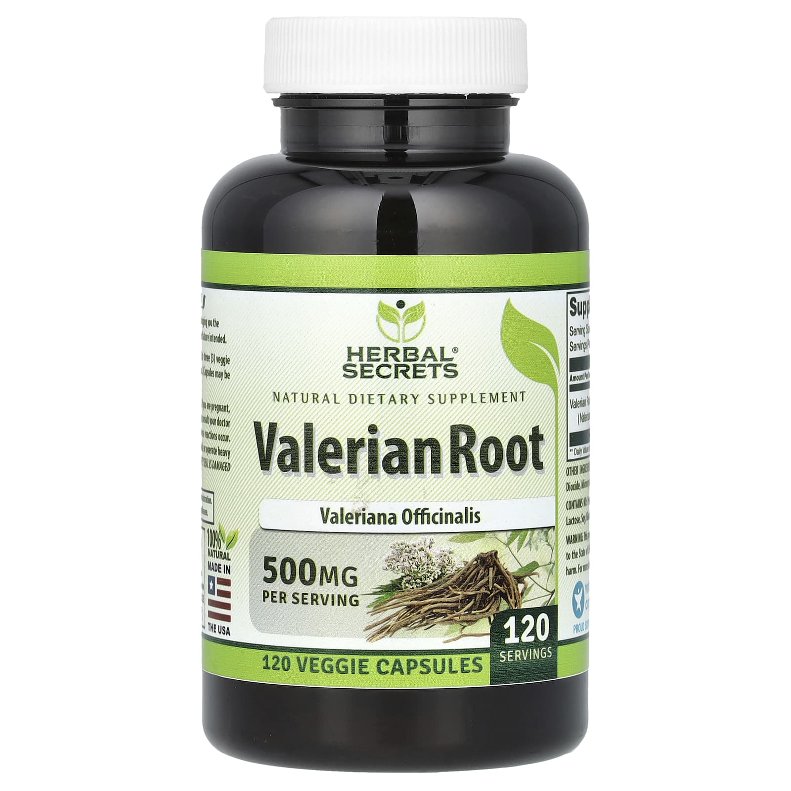 Herbal Secrets, Valerian Root, 500 mg, 120 Veggie Capsules - B0196VY97I