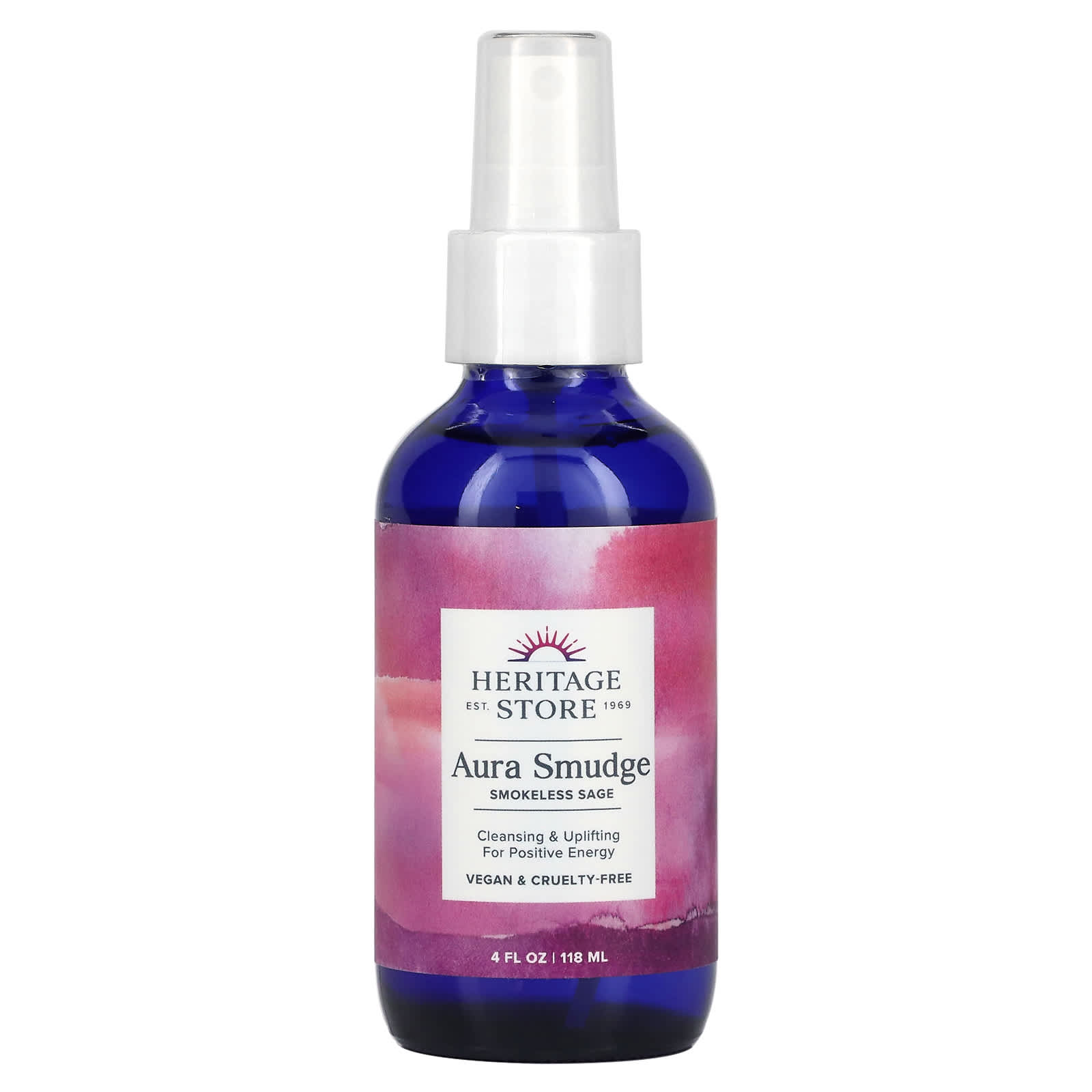 Heritage Store, Aura Smudge, Smokeless Sage , 4 fl oz (118 ml) - B00DF8N8AI