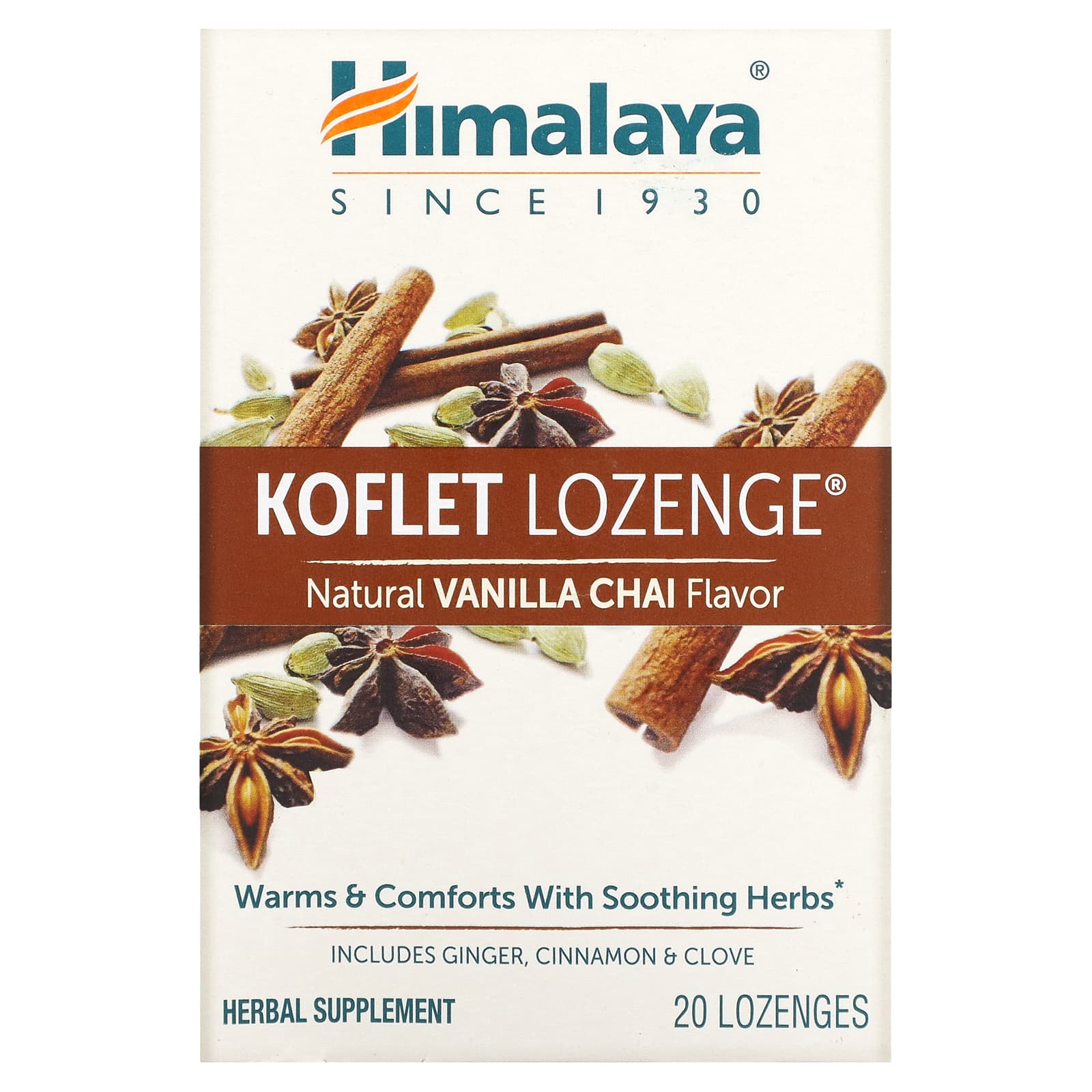 Himalaya, Koflet Lozenge, Natural Vanilla Chai, 20 Lozenges - B08BX4NP63
