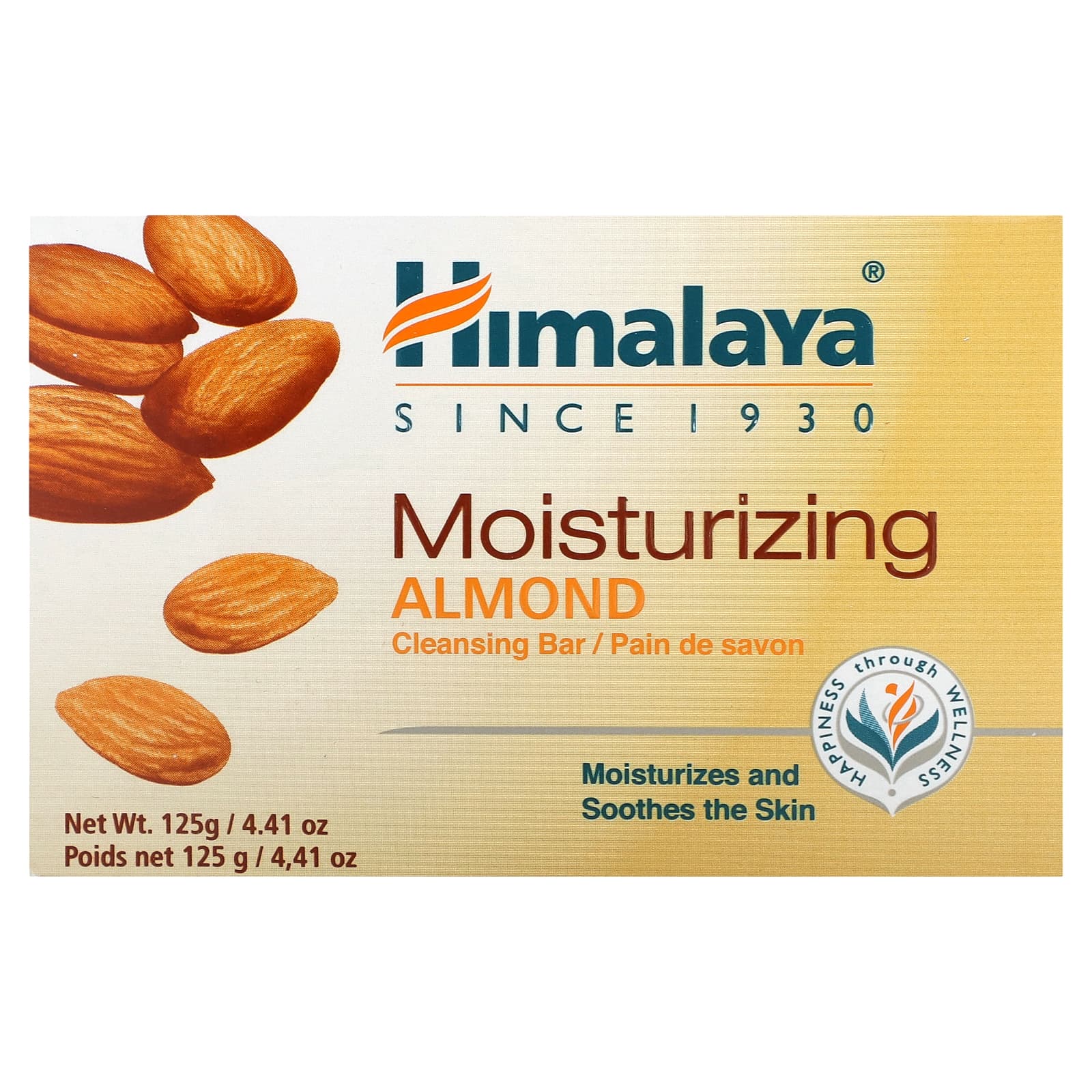 Himalaya, Moisturizing Cleansing Bar Soap, Almond, 4.41 oz (125 g) - 