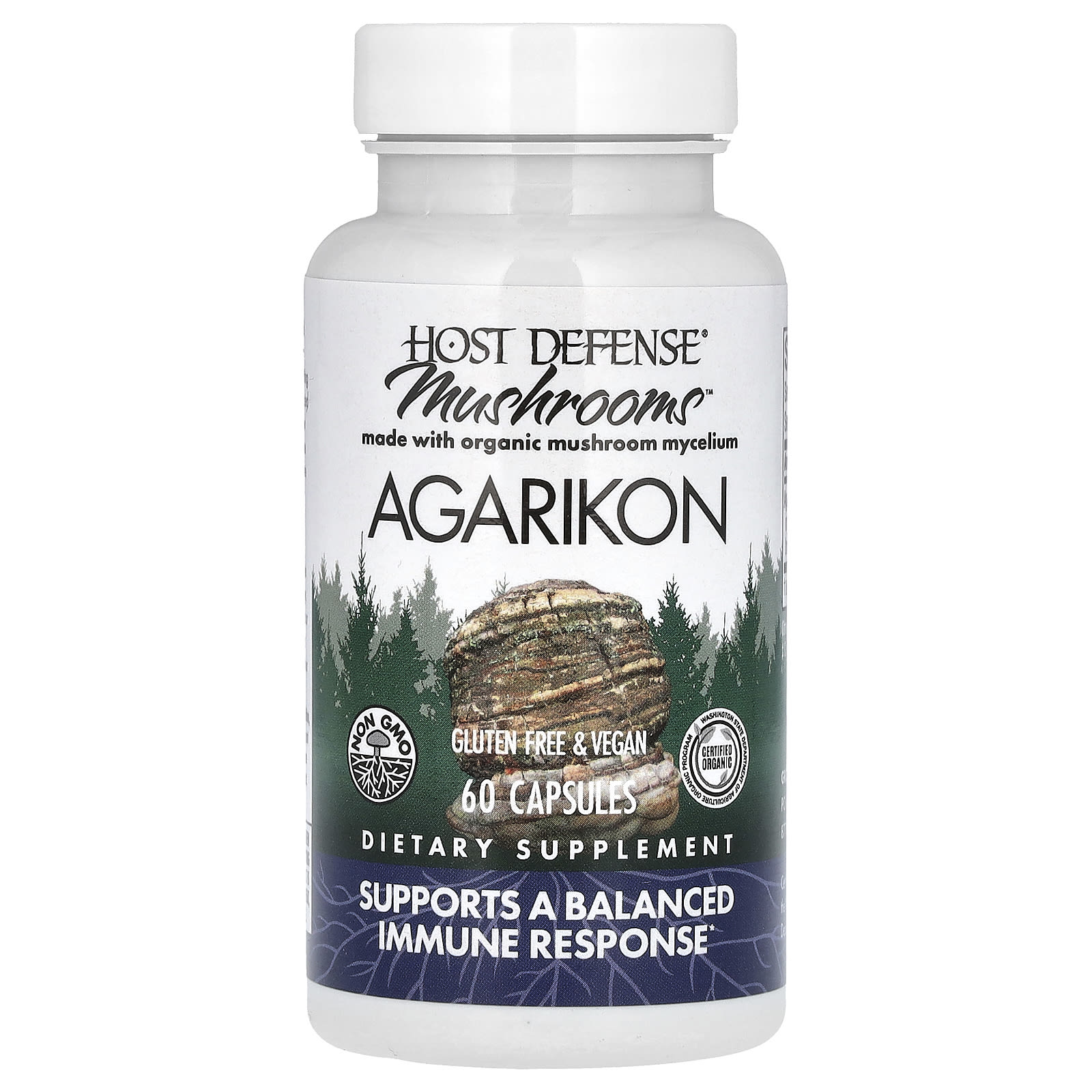 Host Defense, Host Defense Mushrooms, Agarikon, 60 Capsules - B002WIVH6Y