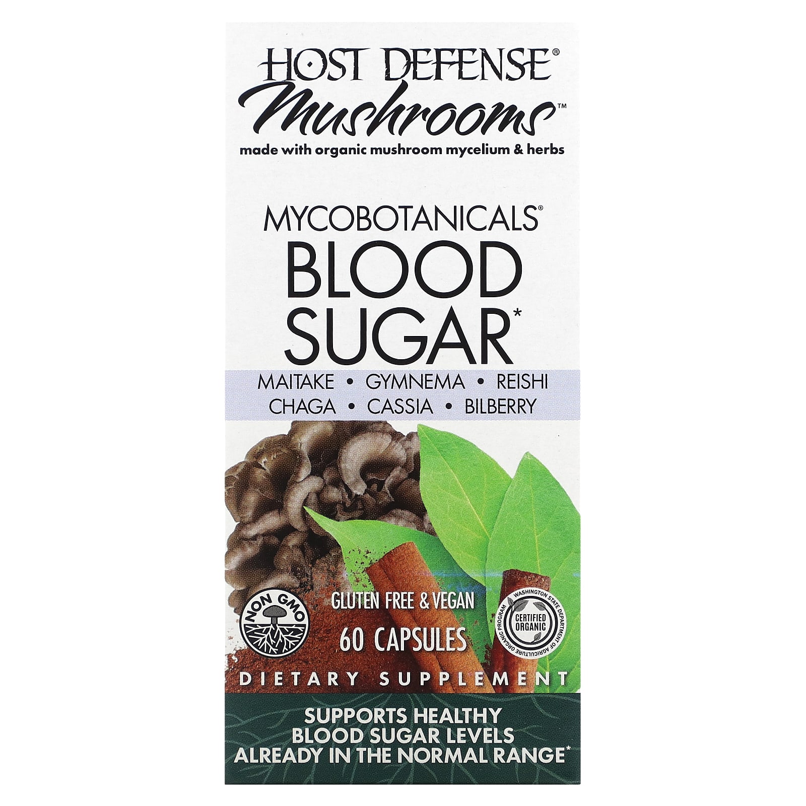 Host Defense, Mushrooms, MycoBotanicals, Blood Sugar, 60 Capsules - B06XPJ6BV3