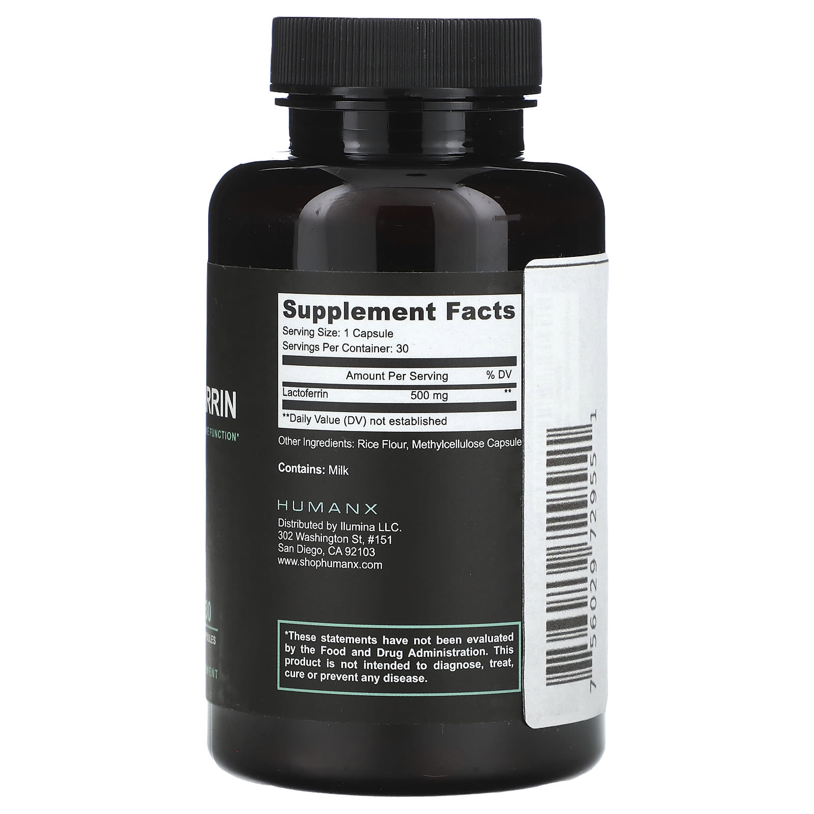Humanx, Lactoferrin, 500 mg, 30 Capsules - B08PPV95Y9
