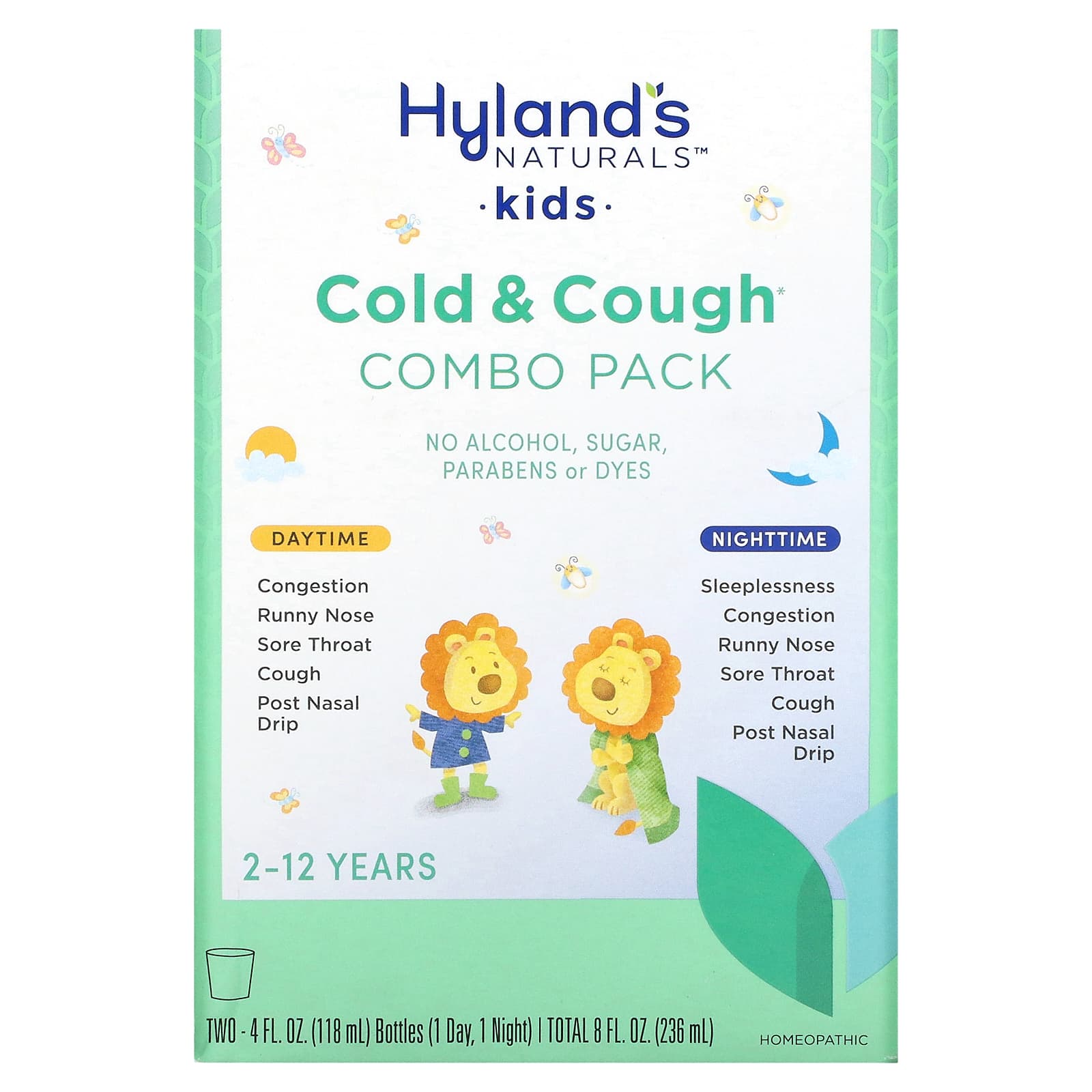 Hyland's Naturals, Kids, Cold & Cough Combo Pack, Daytime/Nighttime, Age 2-12 Years, 2 Bottles, 4 fl oz (118 ml) Each - B00L3LAK7S