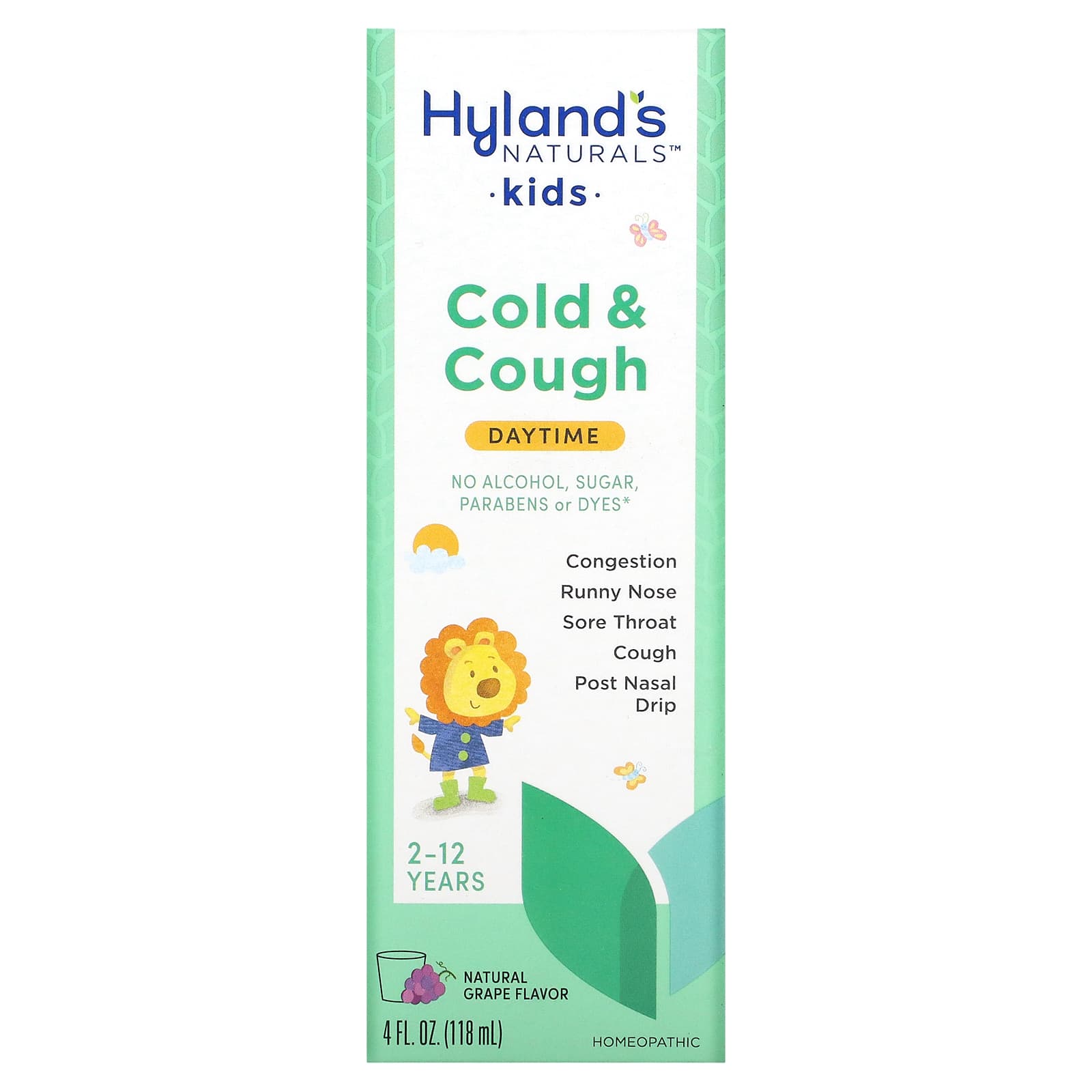 Hyland's Naturals, Kids, Cold & Cough, Daytime, Ages 2-12, Natural Grape, 4 fl oz (118 ml) - B018S68VYE