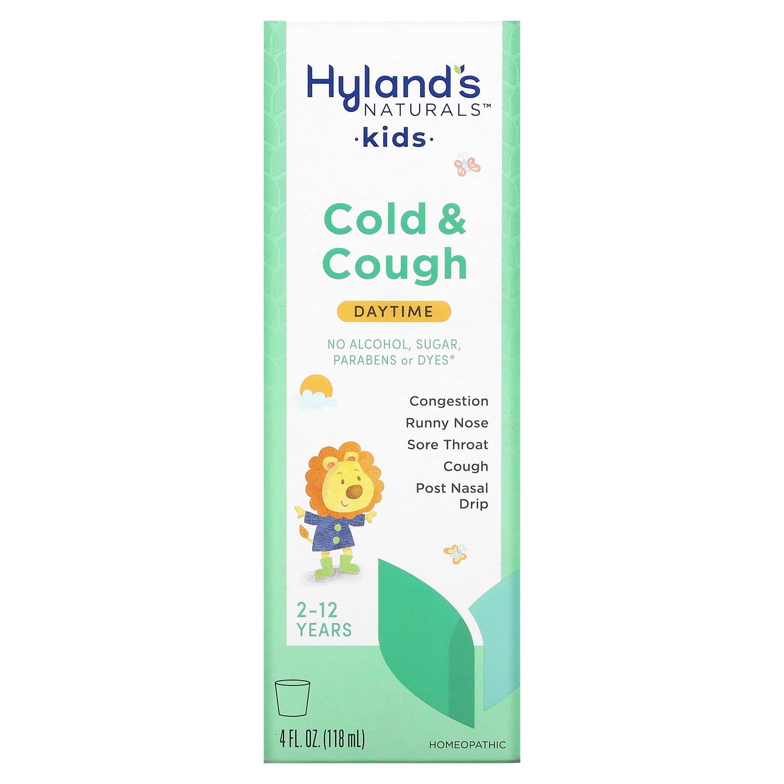 Hyland's Naturals, Kids, Cold & Cough, Daytime, Ages 2-12, Unflavored, 4 fl oz (118 ml) - B002MTYF6M