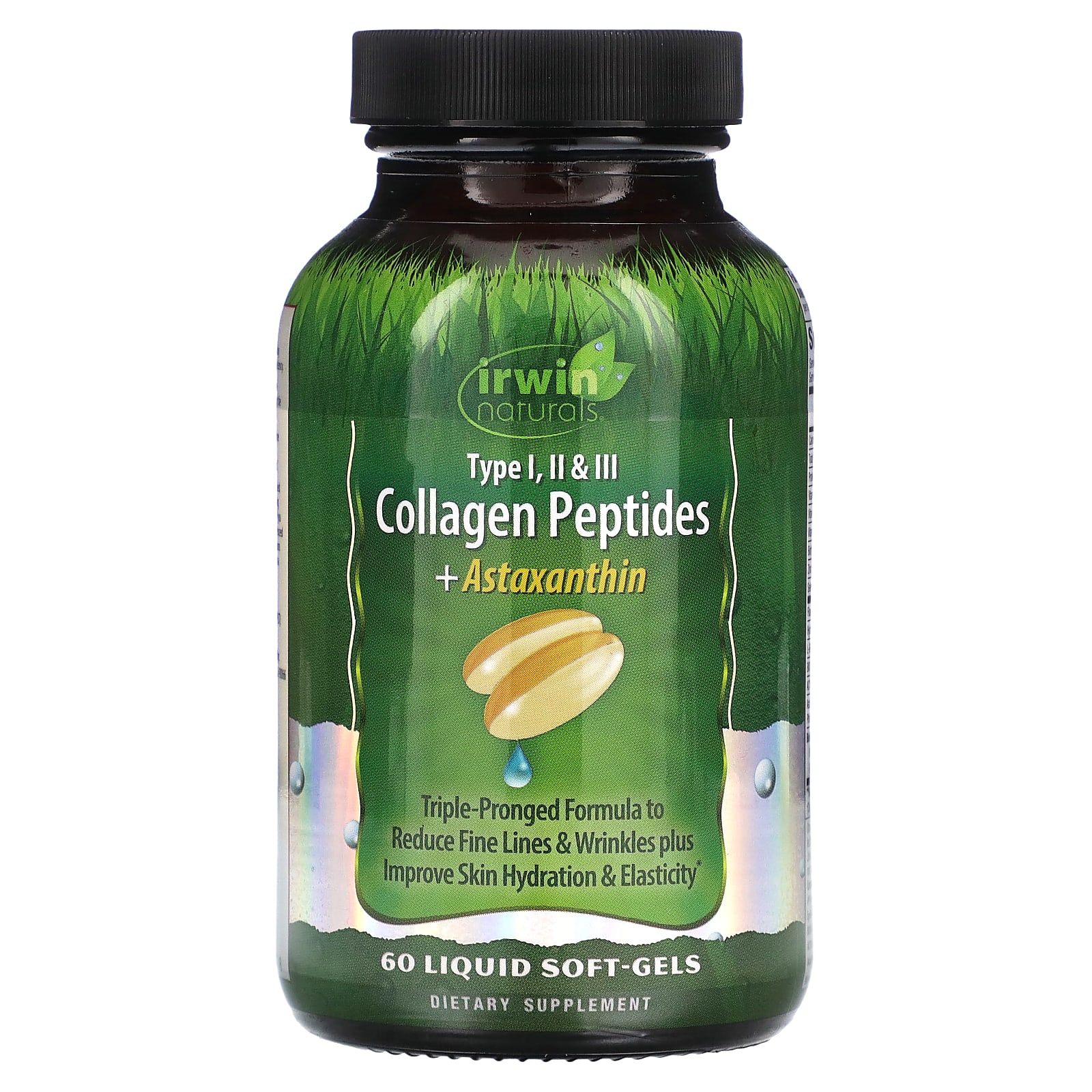 Irwin Naturals, Collagen Peptides + Astaxanthin, Type I, II & III, 60 Liquid Soft-Gels - B0D648LNZV