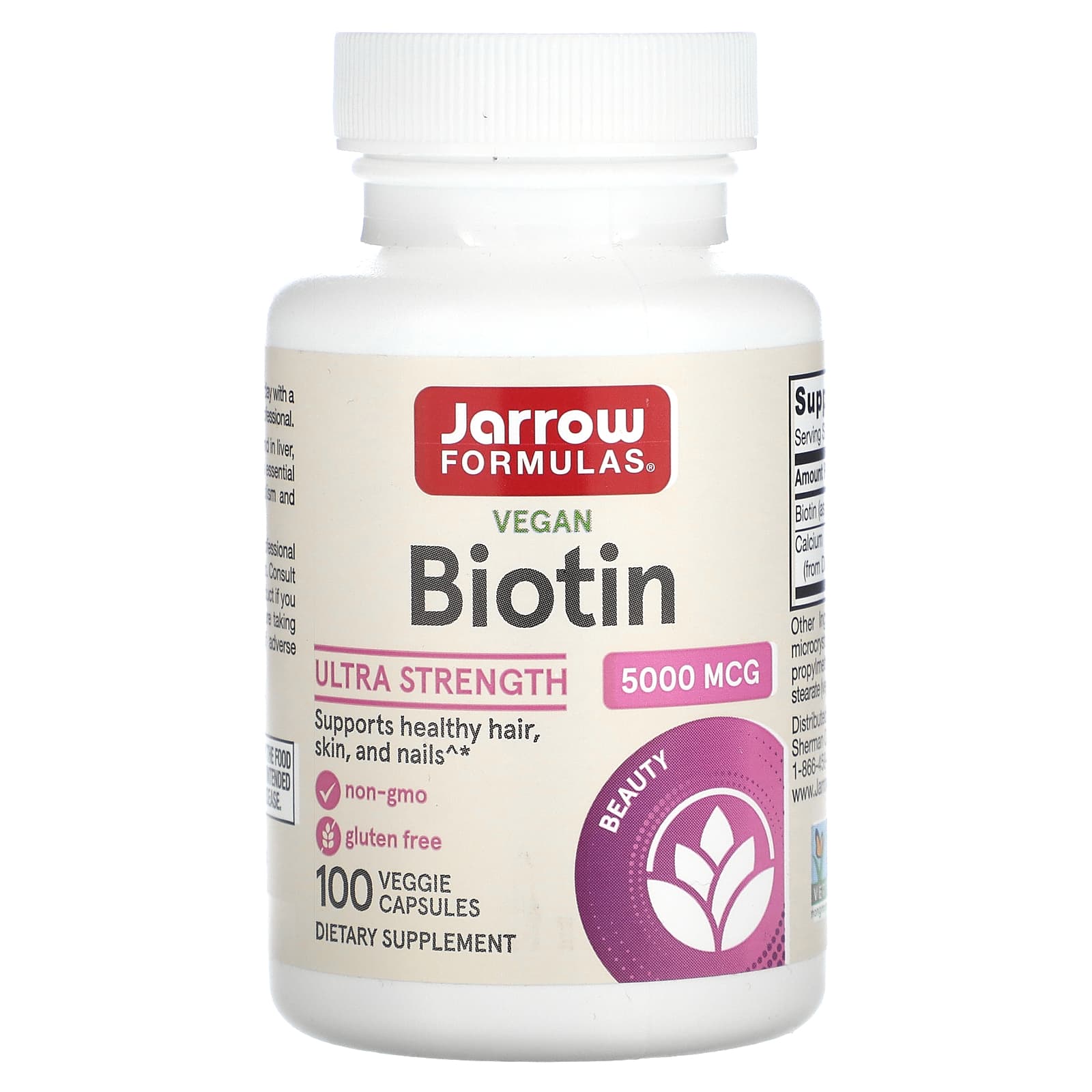 Jarrow Formulas, Biotin, 5,000 mcg, 100 Veggie Capsules - B000J4FSVS