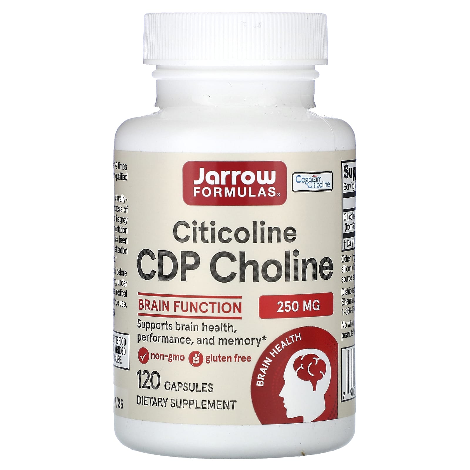 Jarrow Formulas, Citicoline, CDP Choline, 250 mg, 120 Capsules - B004JO4EFU