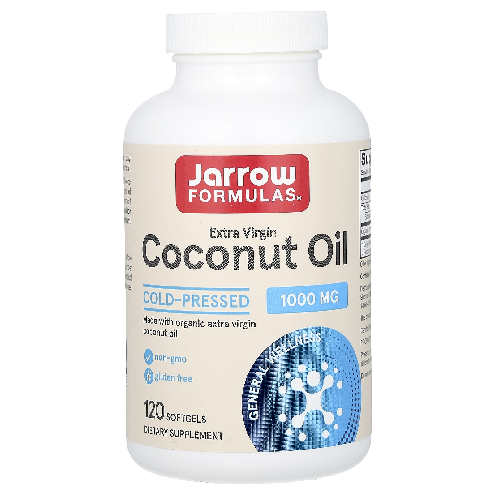 Jarrow Formulas, Extra Virgin Coconut Oil , 1,000 mg, 120 Softgels - B003B6VI60