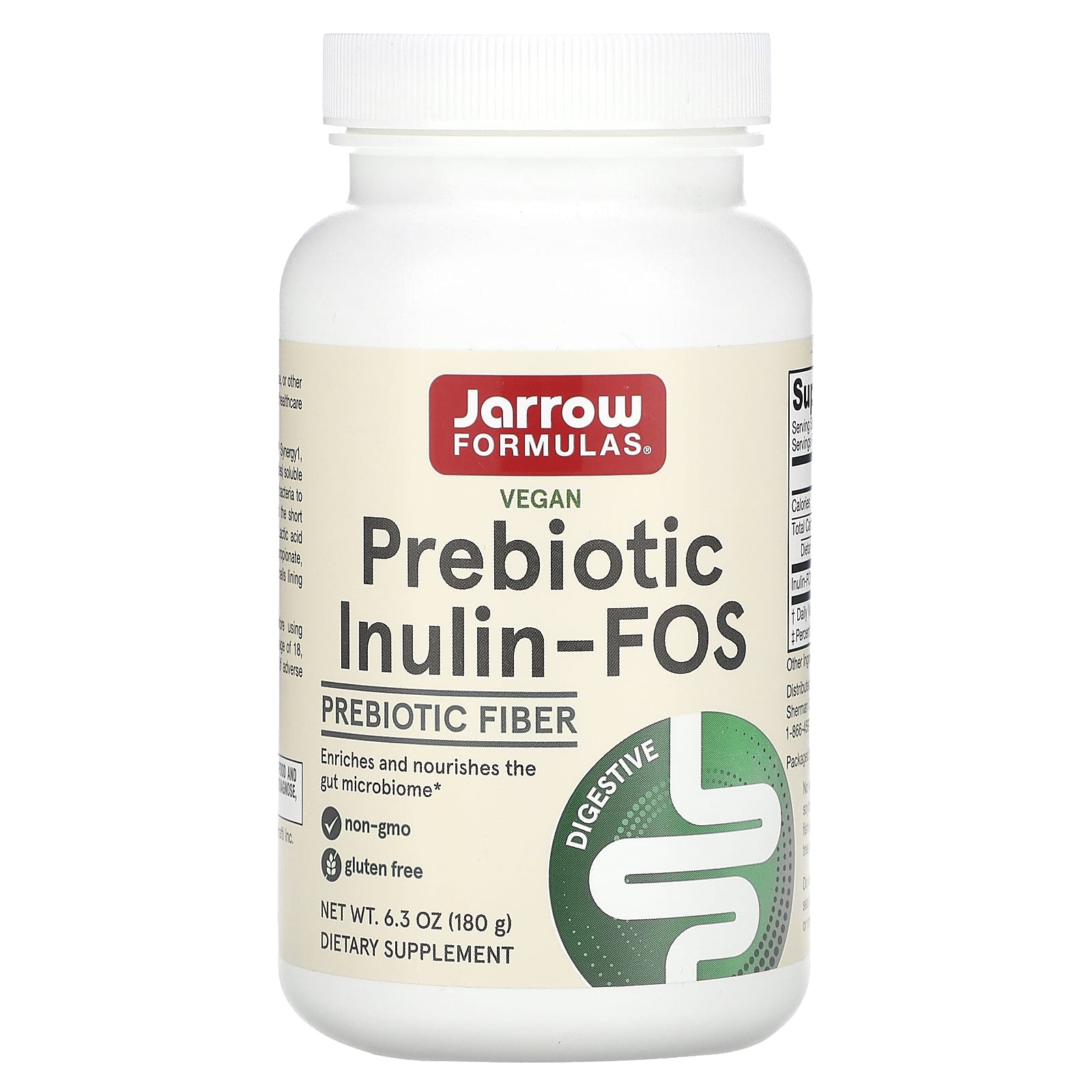 Jarrow Formulas, Prebiotic Inulin-FOS, 6.3 oz (180 g) - B001BAA15C