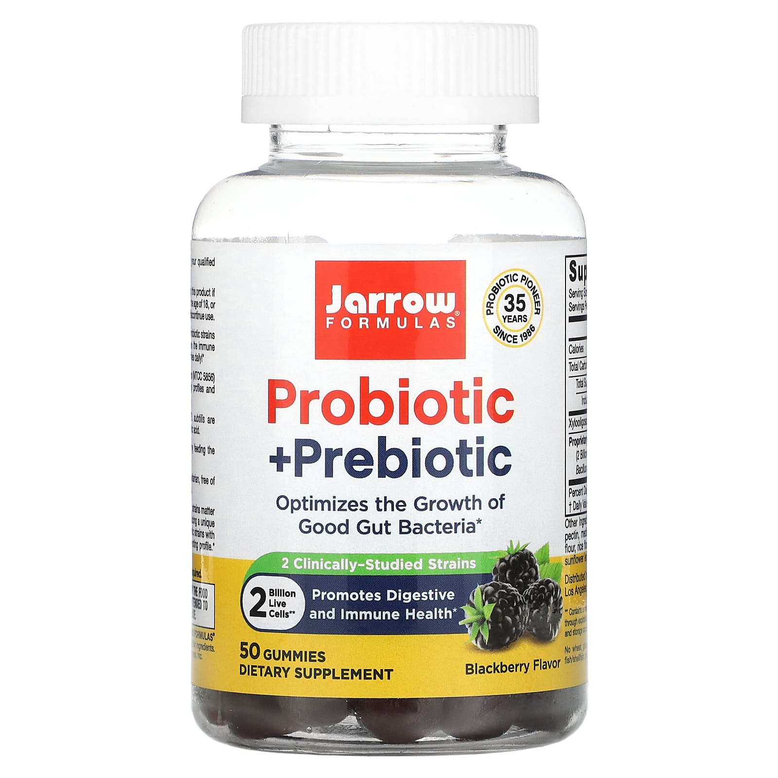 Jarrow Formulas, Probiotic + Prebiotic, Blackberry, 2 Billion, 50 Gummies - B0CPT8FWX5