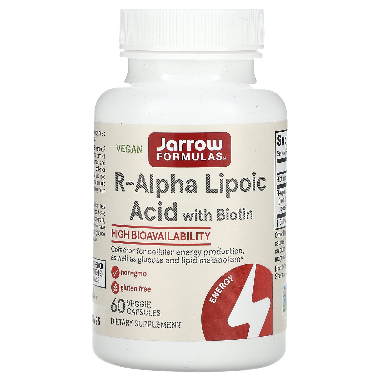 Jarrow Formulas, R-Alpha Lipoic Acid with Biotin, 60 Veggie Capsules - B005C99OWO