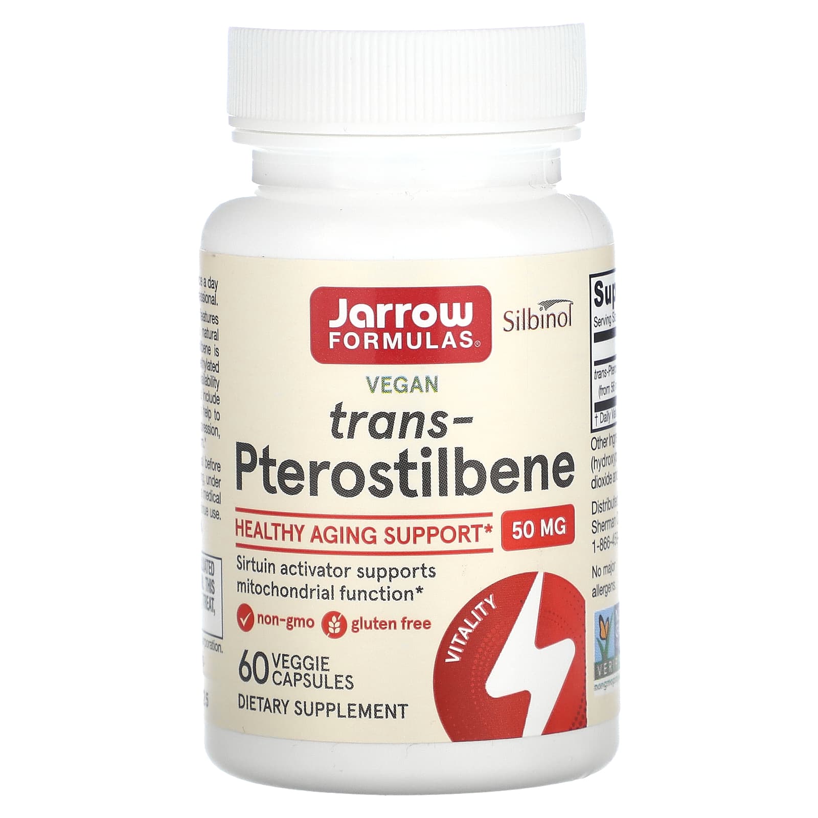 Jarrow Formulas, Trans-Pterostilbene, 50 mg, 60 Veggie Capsules - B005ACNW5S