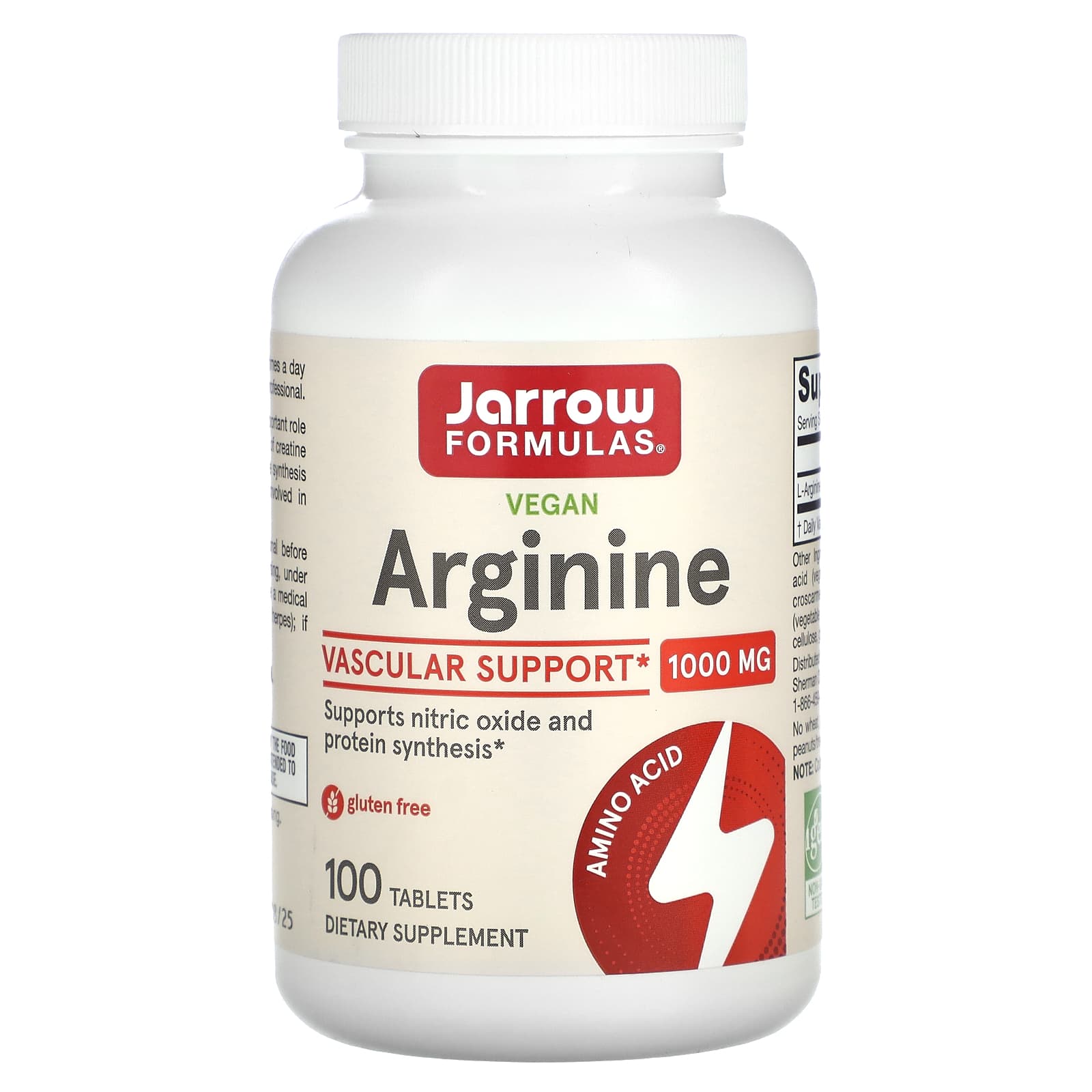 Jarrow Formulas, Vegan Arginine, 1,000 mg, 100 Tablets - B0013OQGCI