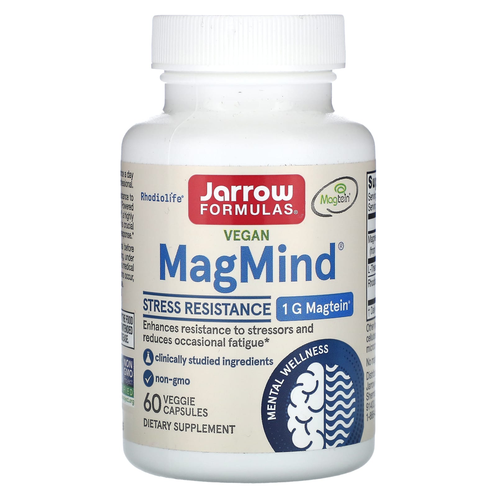 Jarrow Formulas, Vegan MagMind, Stress Resistance, 60 Veggie Capsules - B0CCFB2D9D