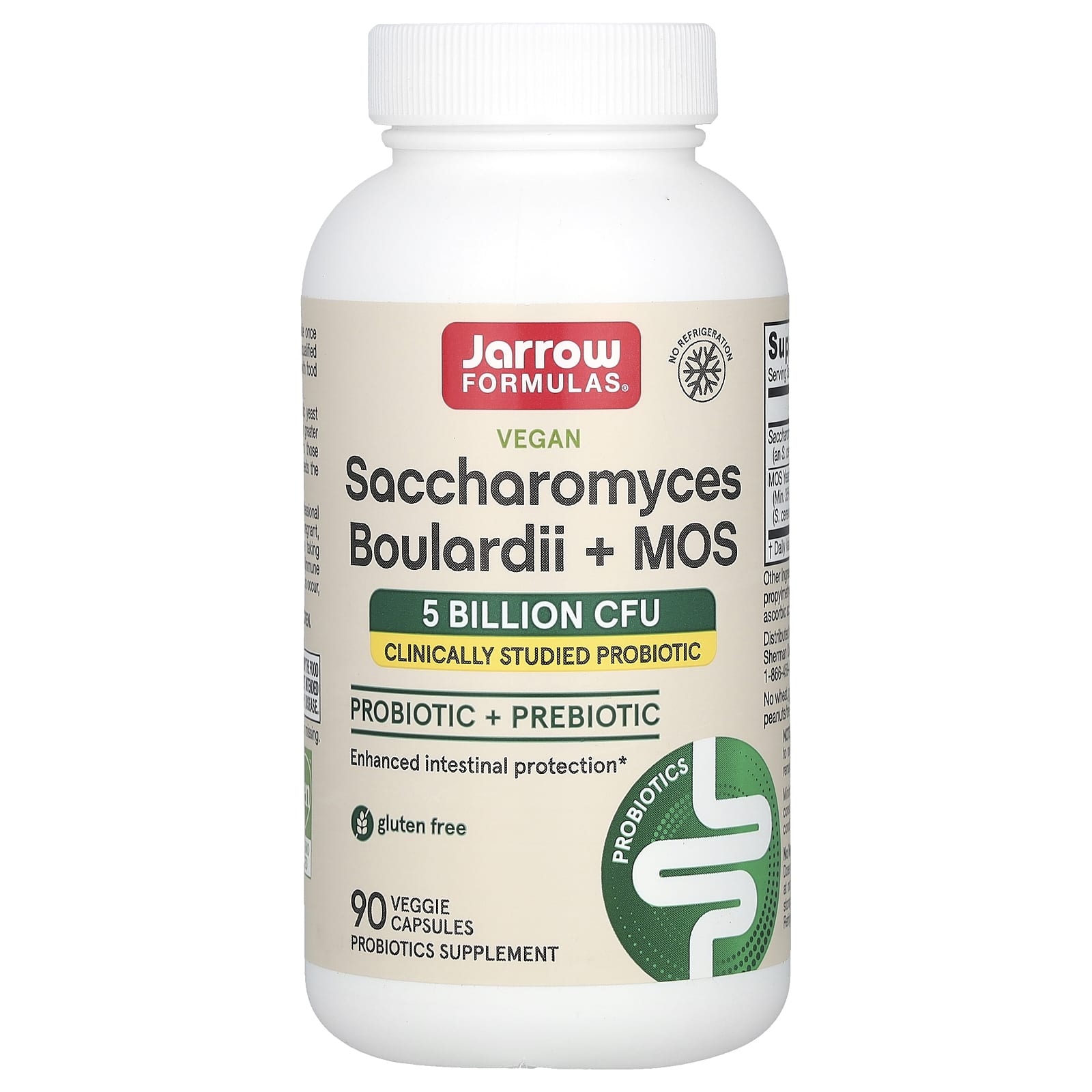 Jarrow Formulas, Vegan Saccharomyces Boulardii + MOS, 5 Billion CFU, 90 Veggie Capsules - B0013OVW0E