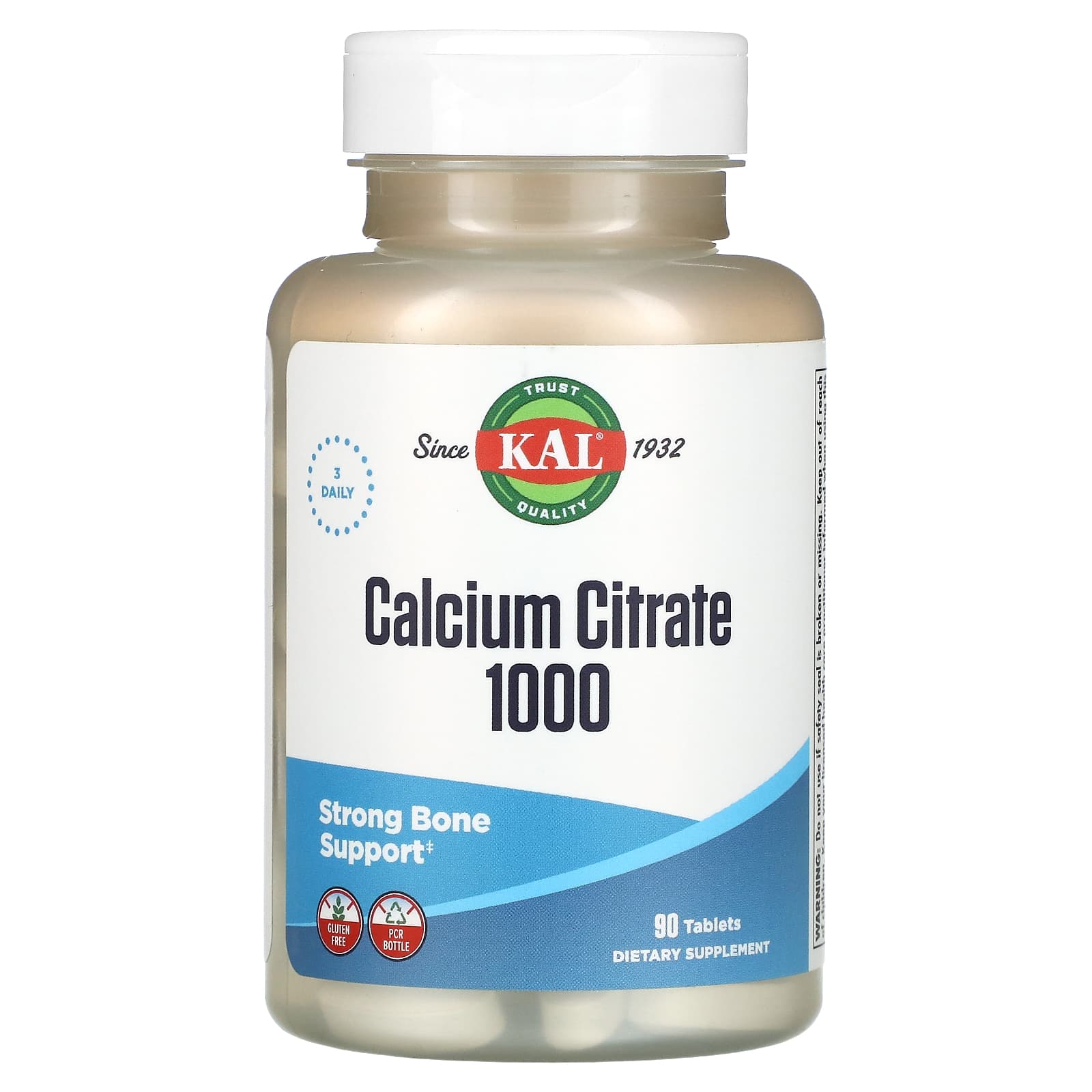 KAL, Calcium Citrate 1000, 1,000 mg, 90 Tablets (333 mg per Tablet) - B00020HVJ6