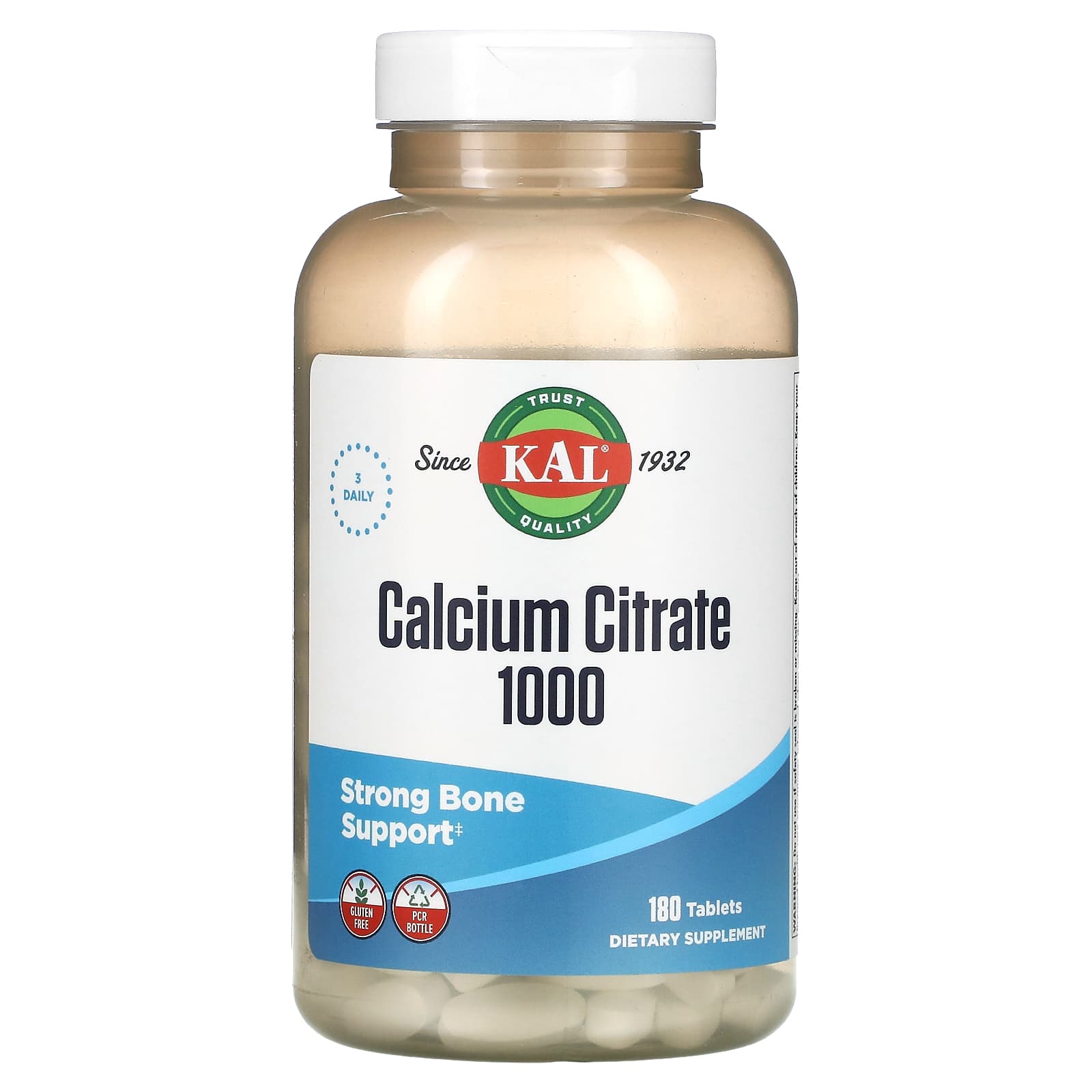 KAL, Calcium Citrate 1000, 180 Tablets