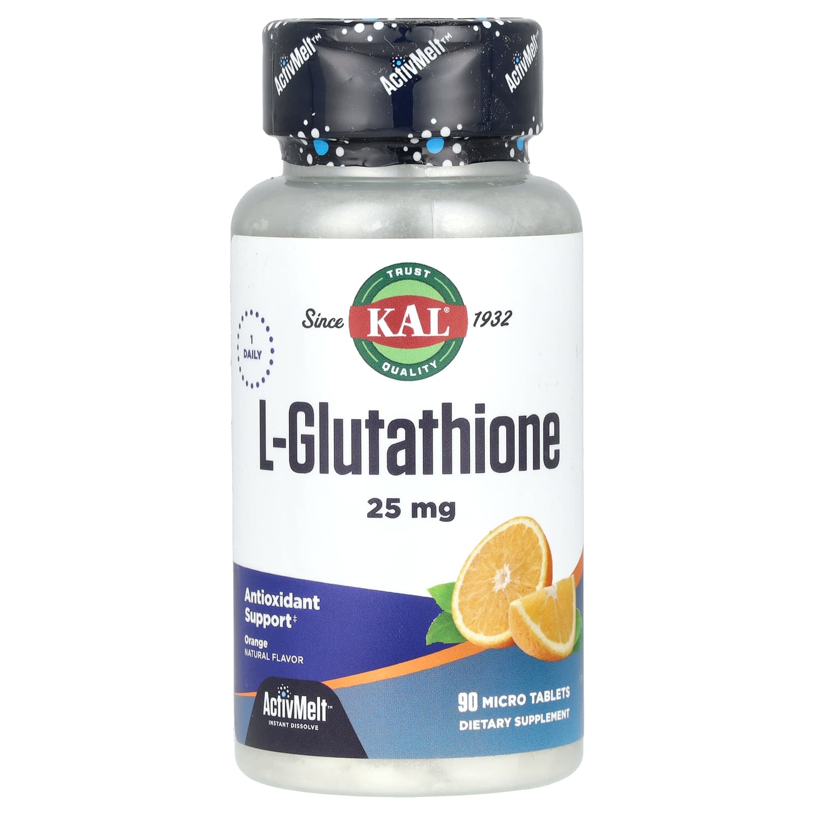 KAL, L-Glutathione, Orange, 25 mg, 90 Micro Tablets - B01FMA85MC