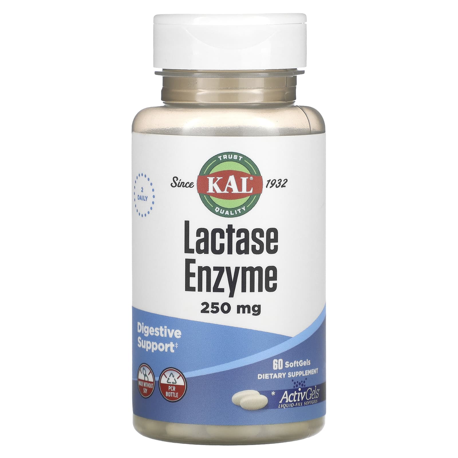KAL, Lactase Enzyme, 250 mg, 60 Softgels (125 mg per Softgel) - B000NZ9ZYY