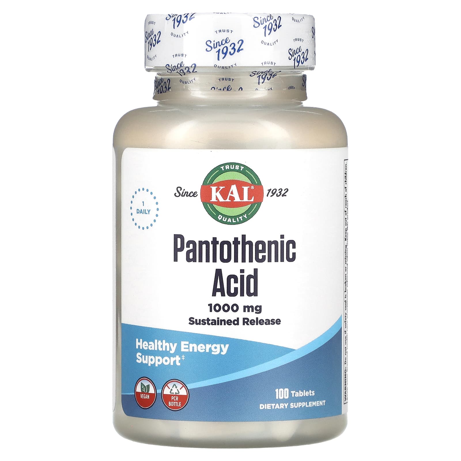 KAL, Pantothenic Acid, 1,000 mg, 100 Tablets - B000NZDN2Y