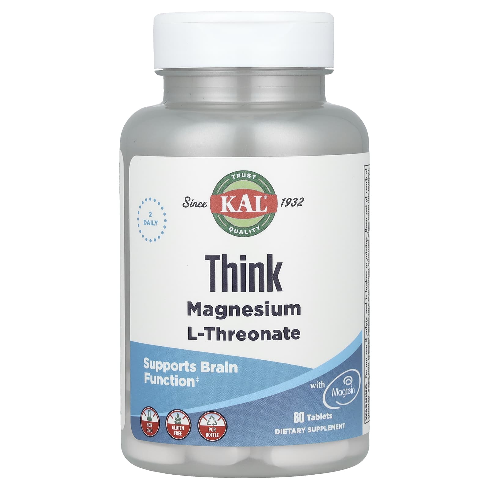 KAL, Think Magnesium L-Threonate, 60 Tablets - B07RW1VNQX