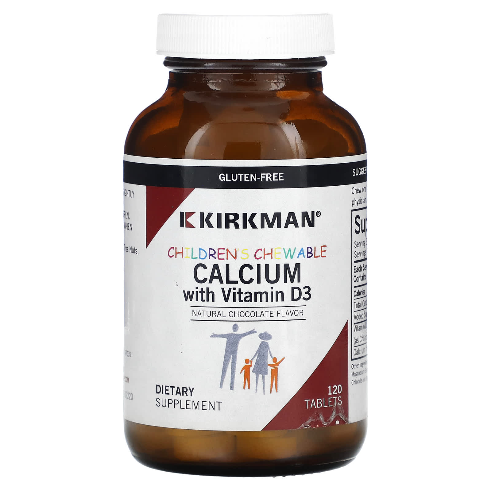 Kirkman Labs, Children's Chewable Calcium with Vitamin D3, Natural Chocolate, 120 Tablets - B01BCBK0MS