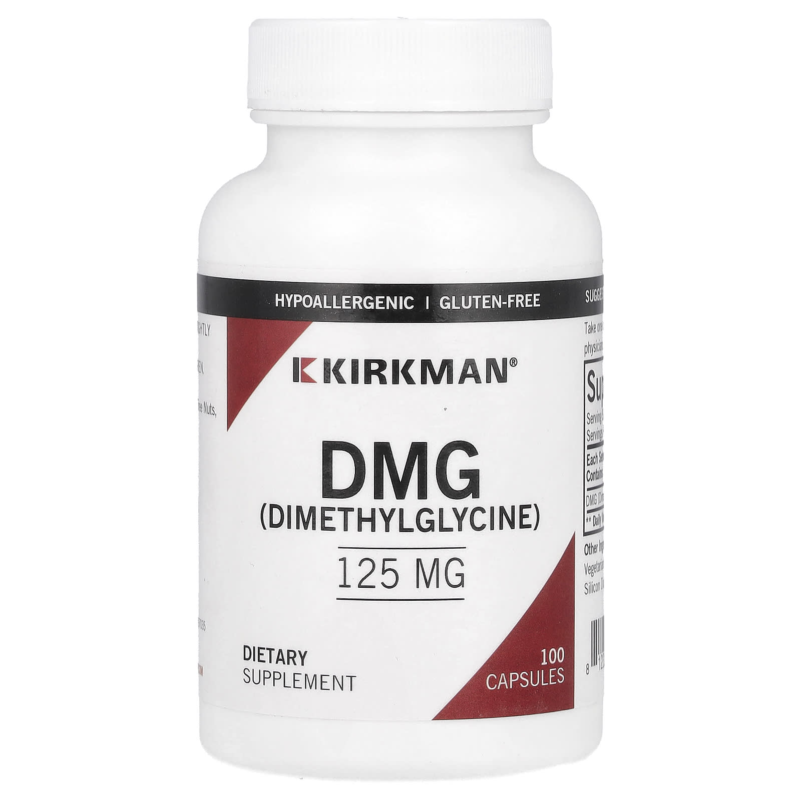 Kirkman Labs, DMG (Dimethylglycine), 125 mg, 100 Capsules - B00P8DVUB2