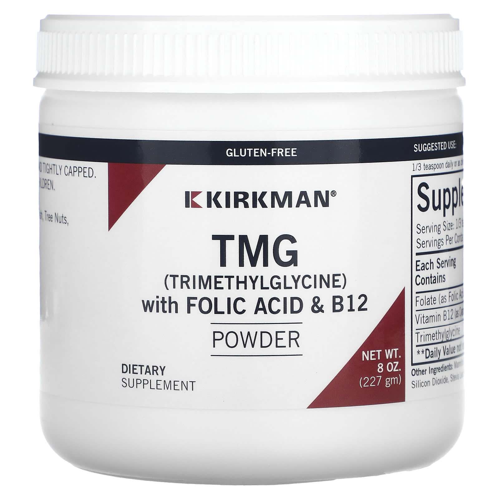 Kirkman Labs, TMG (Trimethylglycine) with Folic Acid & B12 Powder, 8 oz (227 g) - B074N1FKNN