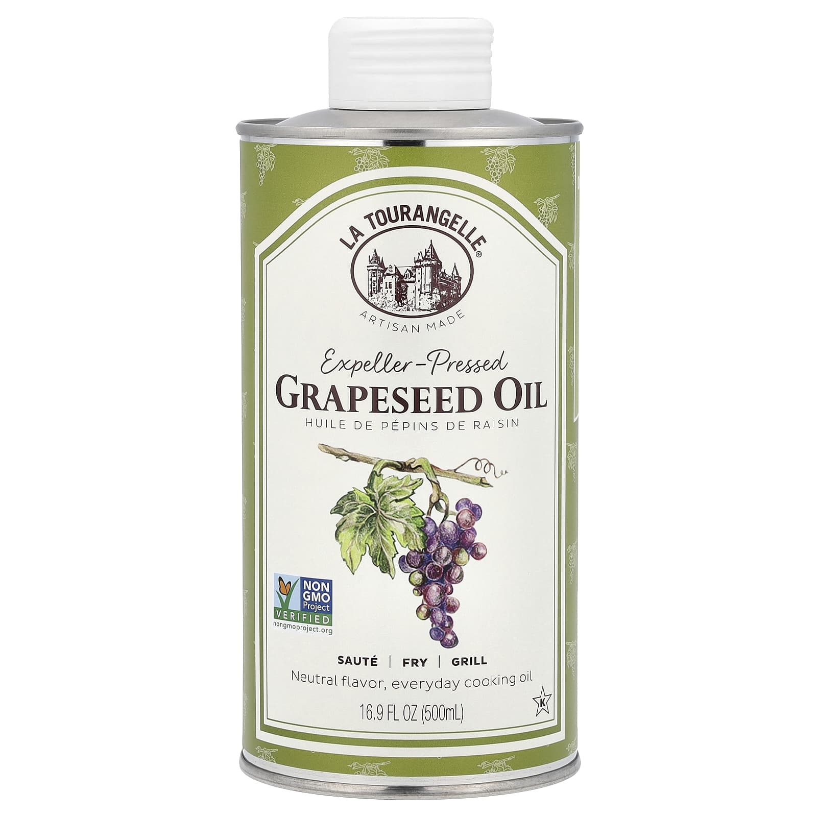 La Tourangelle, Expeller-Pressed Grapeseed Oil, 16.9 fl oz (500 ml) - B0078DRVT0
