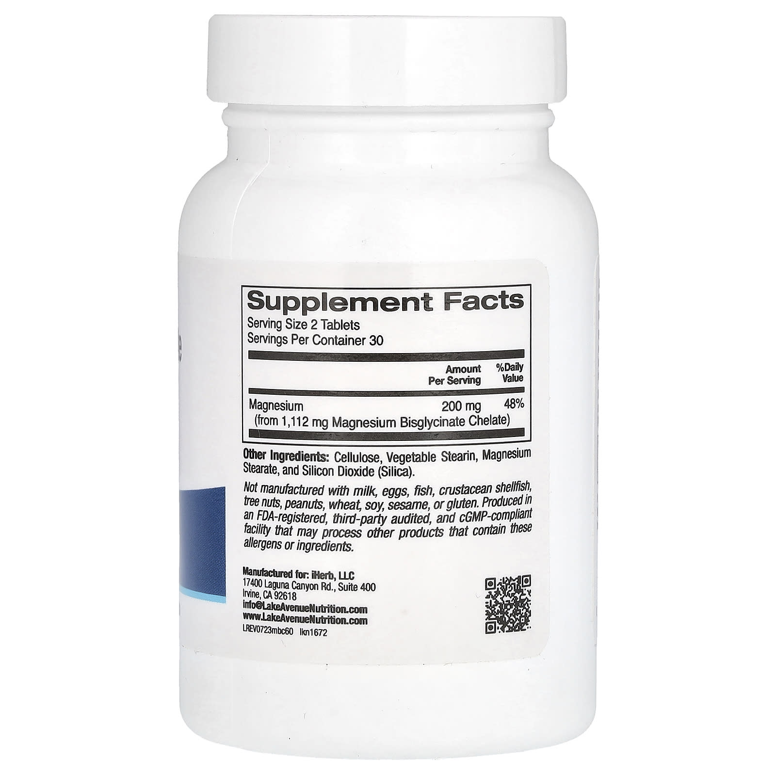Lake Avenue Nutrition, Magnesium Bisglycinate Chelate with TRAACS®, 200 mg, 60 Tablets (100 mg per Tablet) - B08L6V8ZF4