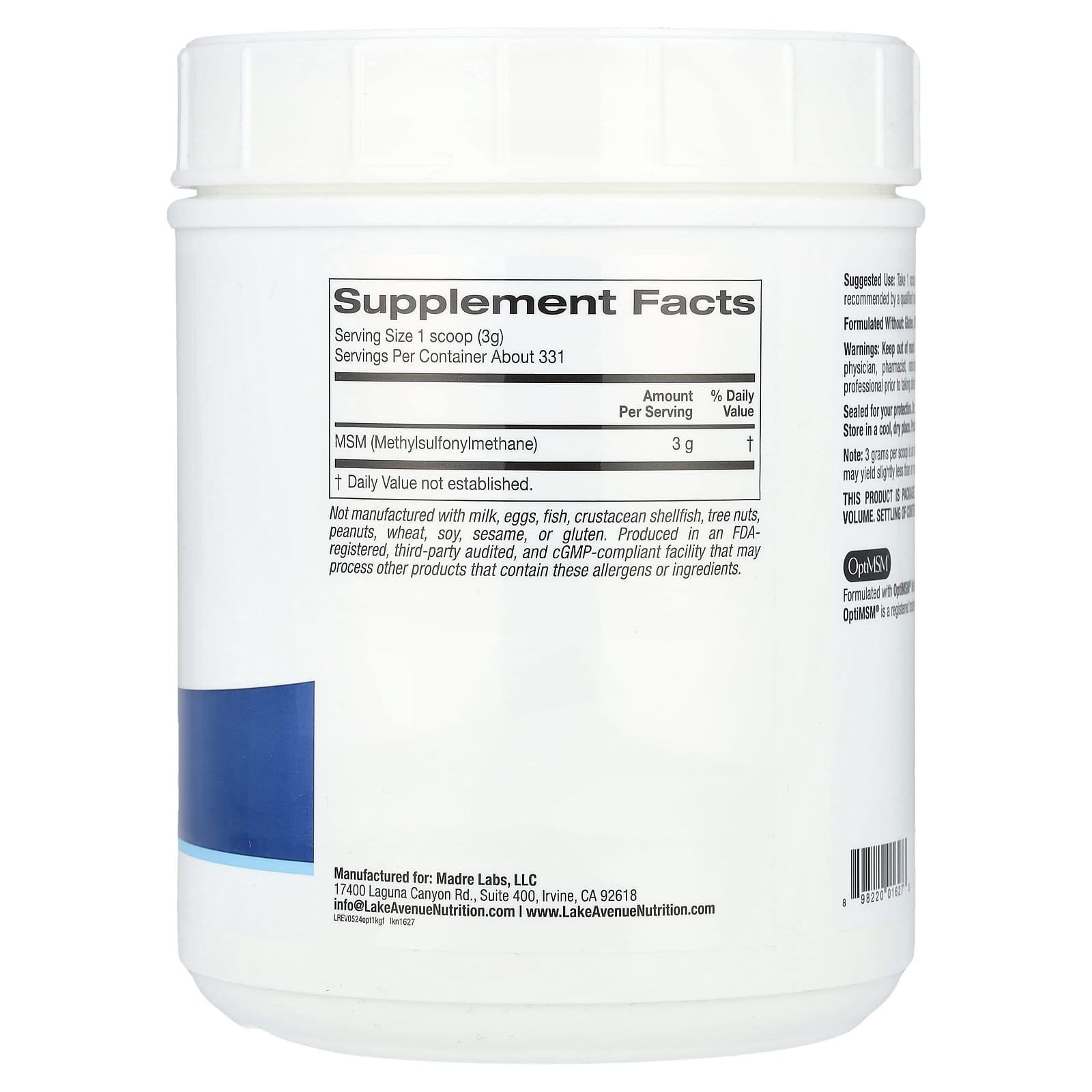 Lake Avenue Nutrition, OptiMSM® Flakes, 35 oz (992 g) - B08P429R7Y