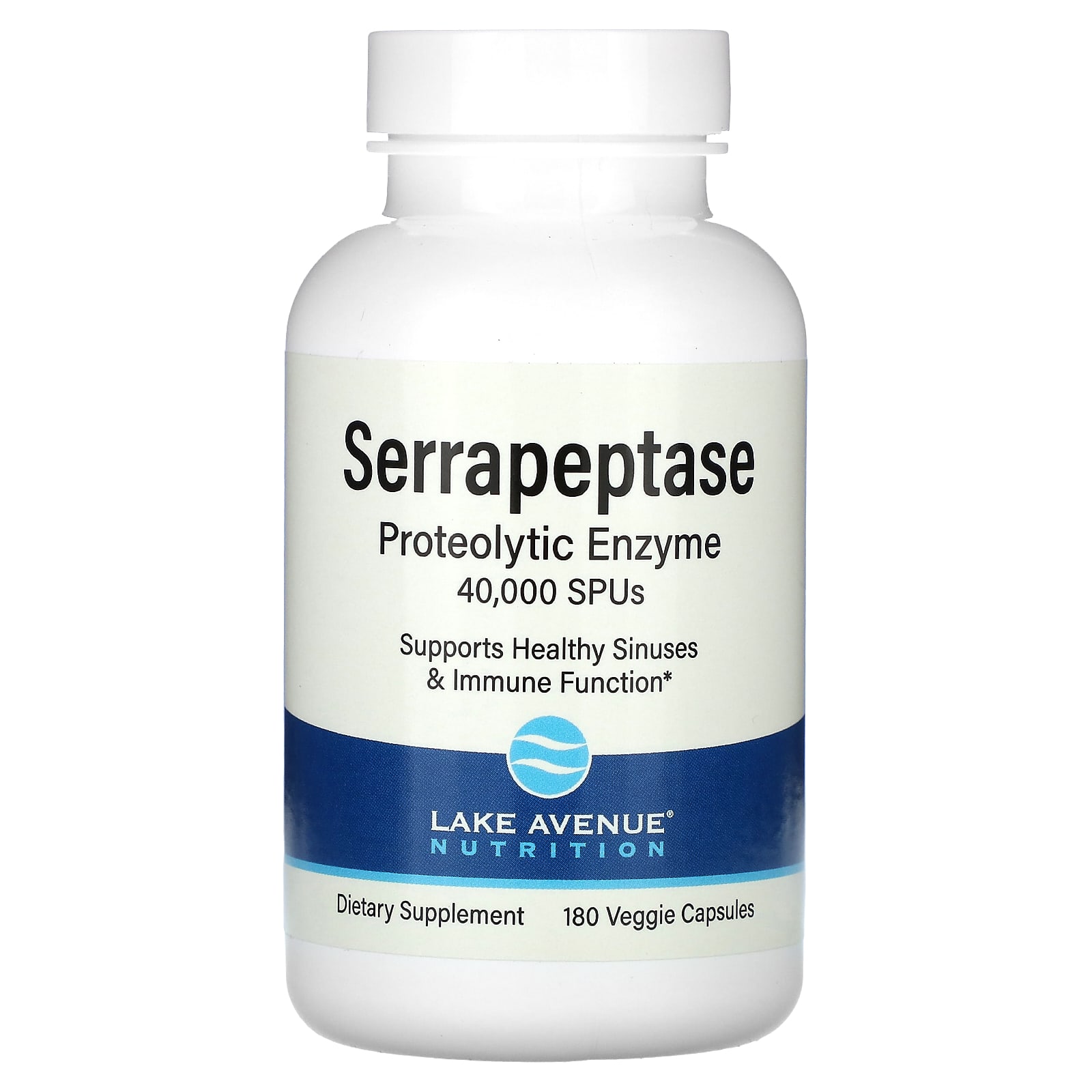 Lake Avenue Nutrition, Serrapeptase, Proteolytic Enzyme, 40,000 SPUs, 180 Veggie Capsules - B084T9DKQ4