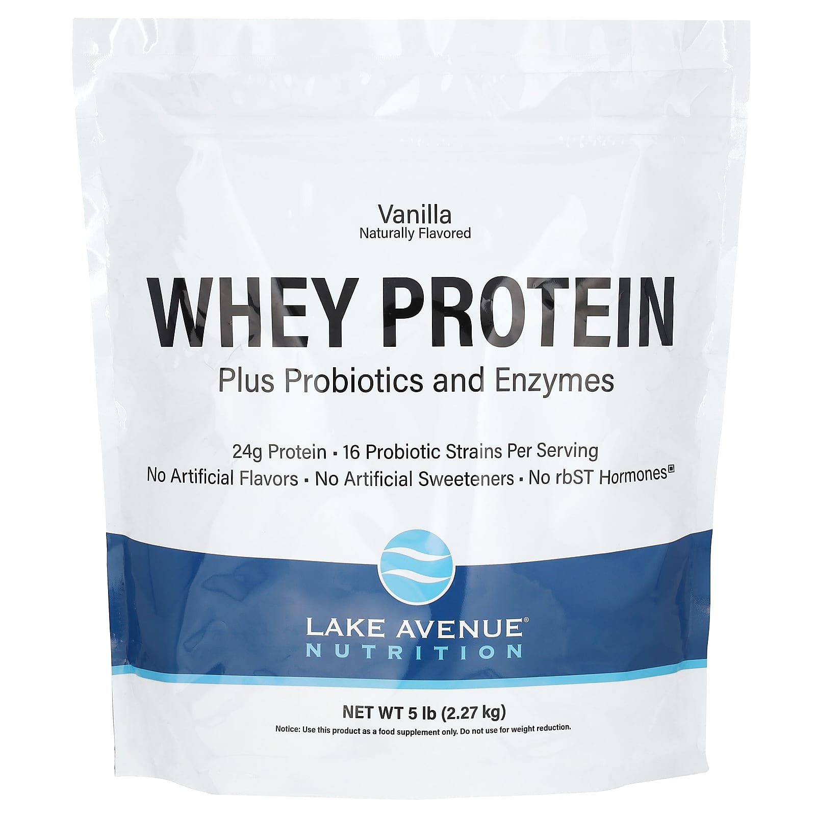 Lake Avenue Nutrition, Whey Protein + Probiotics, Vanilla, 5 lb (2.27 kg) - B084TV4F8P