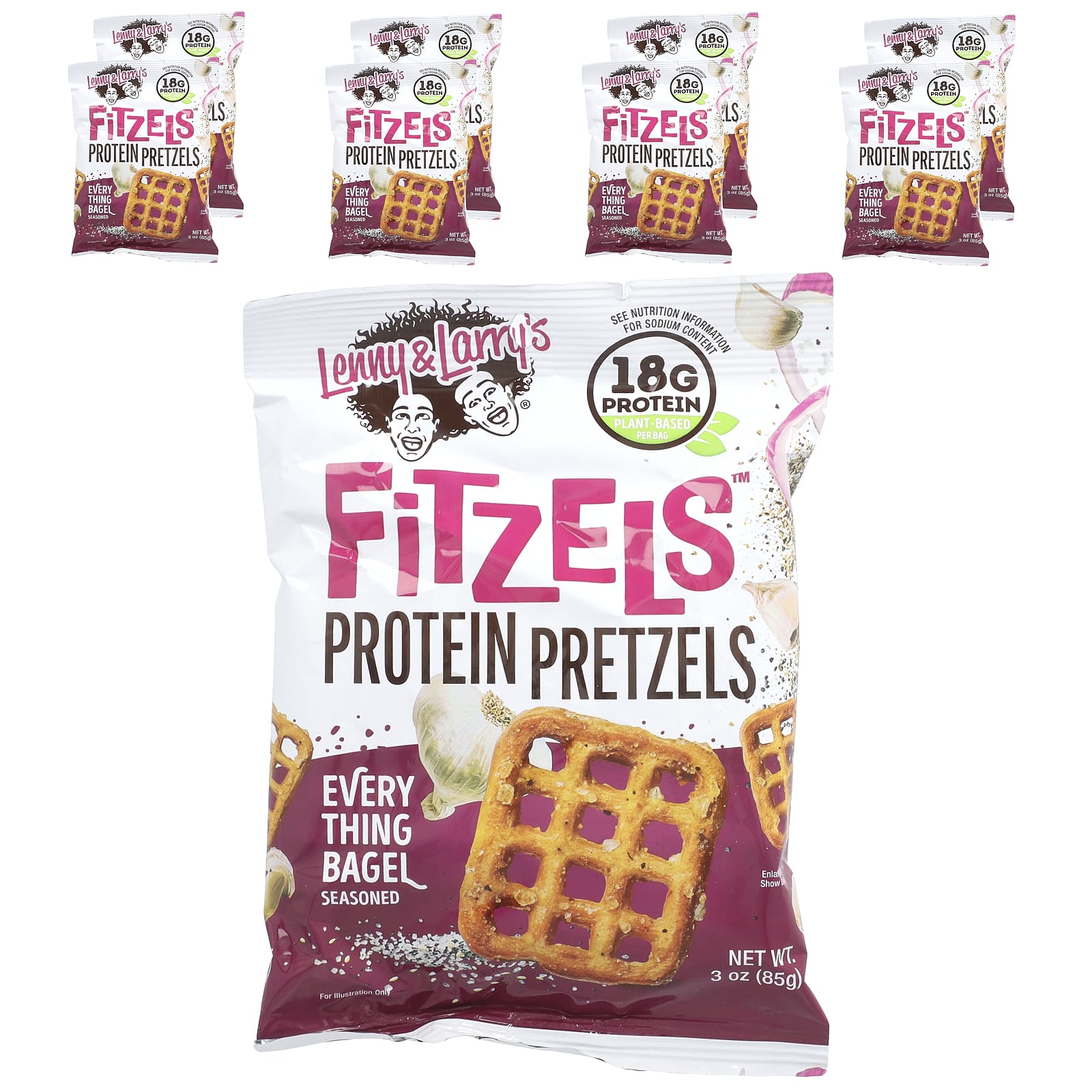 Lenny & Larry's, Fitzels™, Protein Pretzels, Everything Bagel , 8 Packs, 3 oz (85 g) Each - B0CVZK4MH6