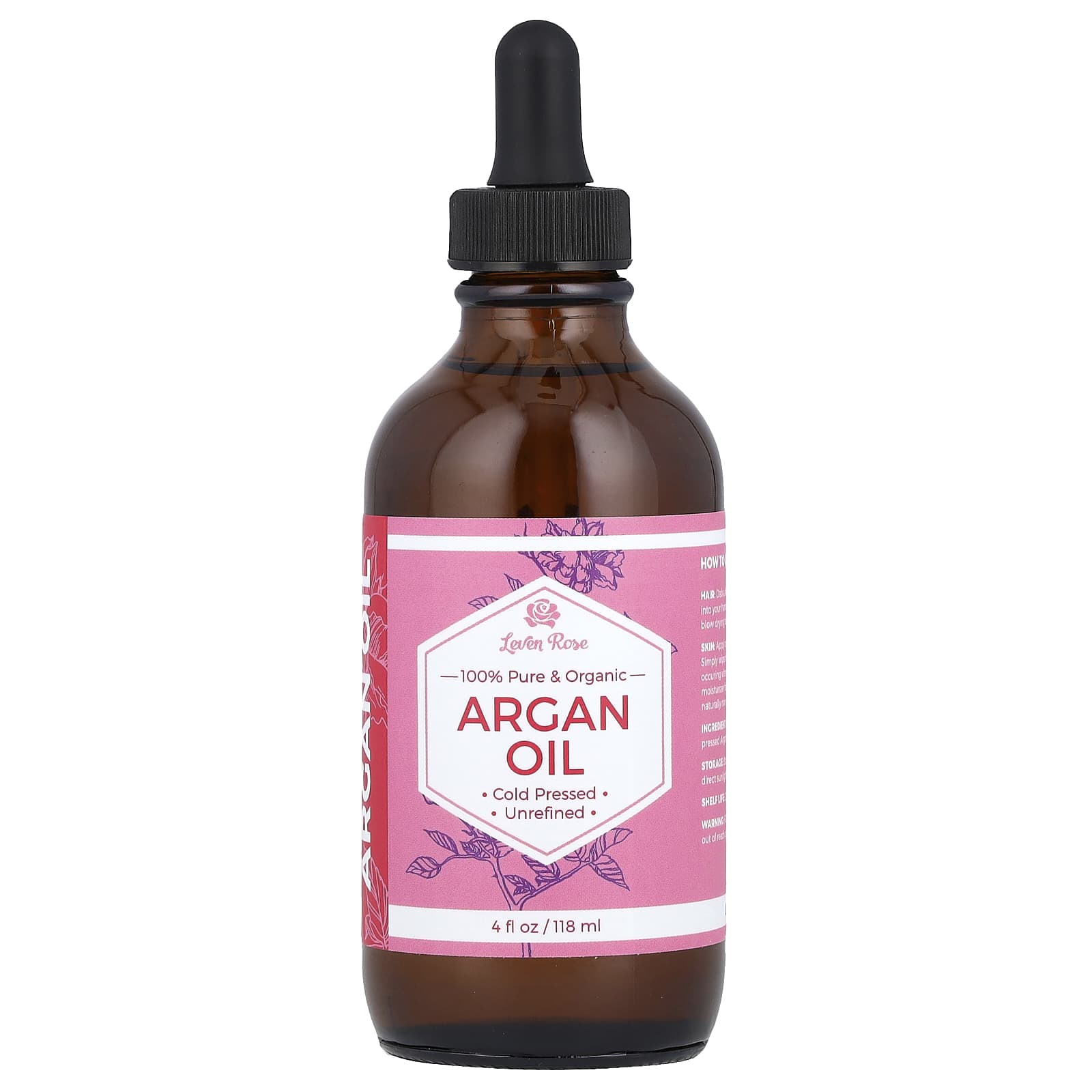 Leven Rose, 100% Pure & Organic, Argan Oil, 4 fl oz (118 ml) - B00H416L6U
