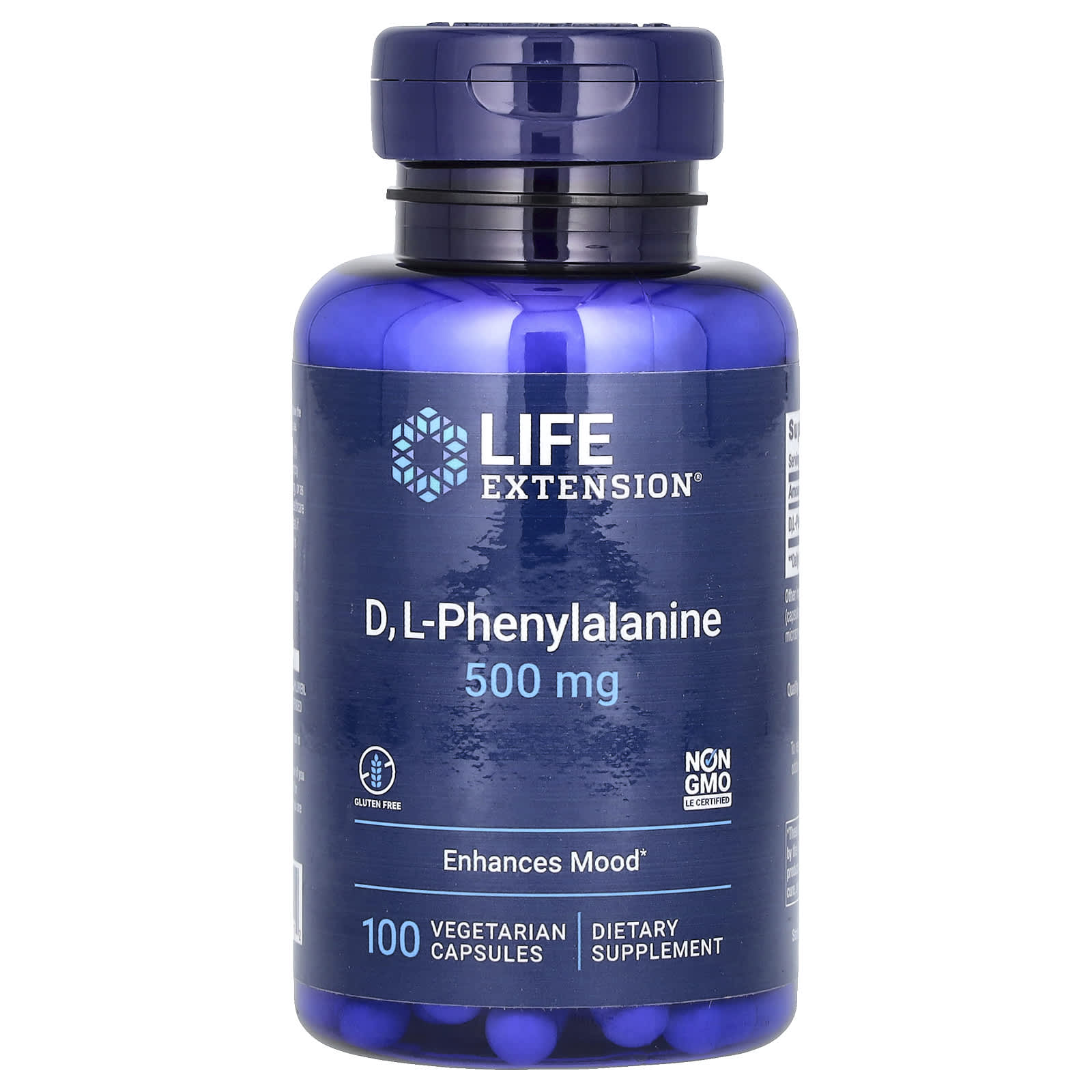 Life Extension, D, L-Phenylalanine, 500 mg, 100 Vegetarian Capsules - B00BQ1BDOY