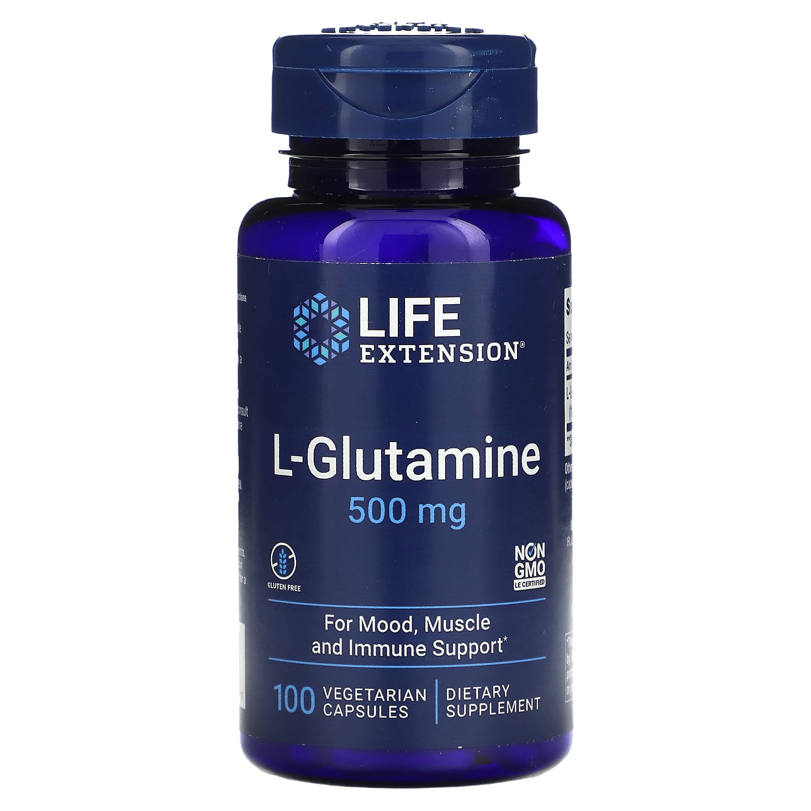Life Extension, L-Glutamine, 500 mg, 100 Vegetarian Capsules - B0D1QMT3KC