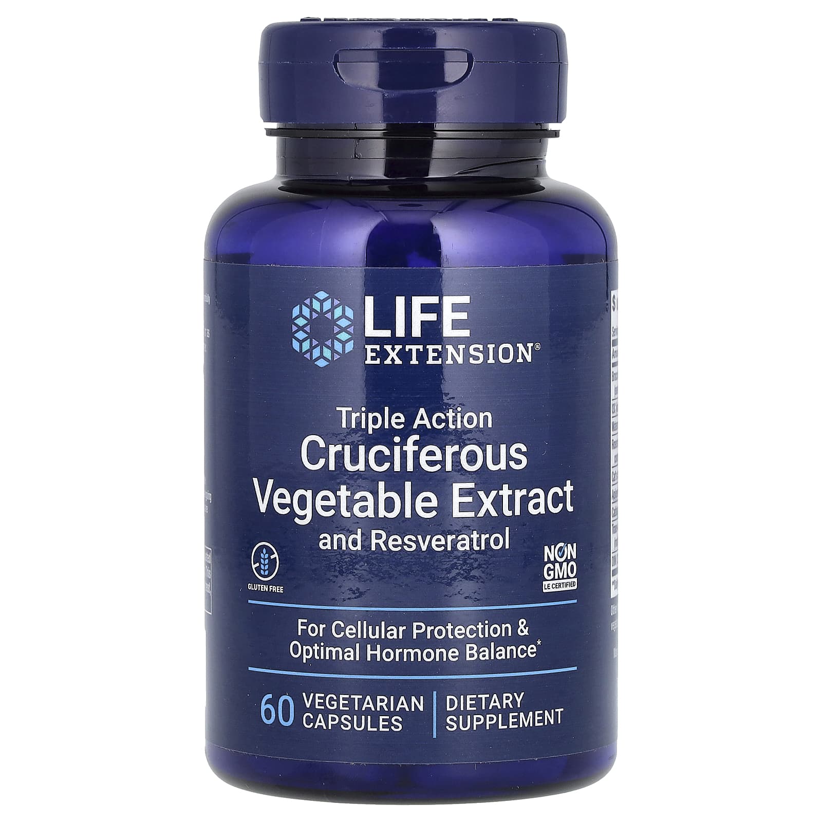 Life Extension, Triple Action Cruciferous Vegetable Extract with Resveratrol, 60 Vegetarian Capsules - B002VRPX0W