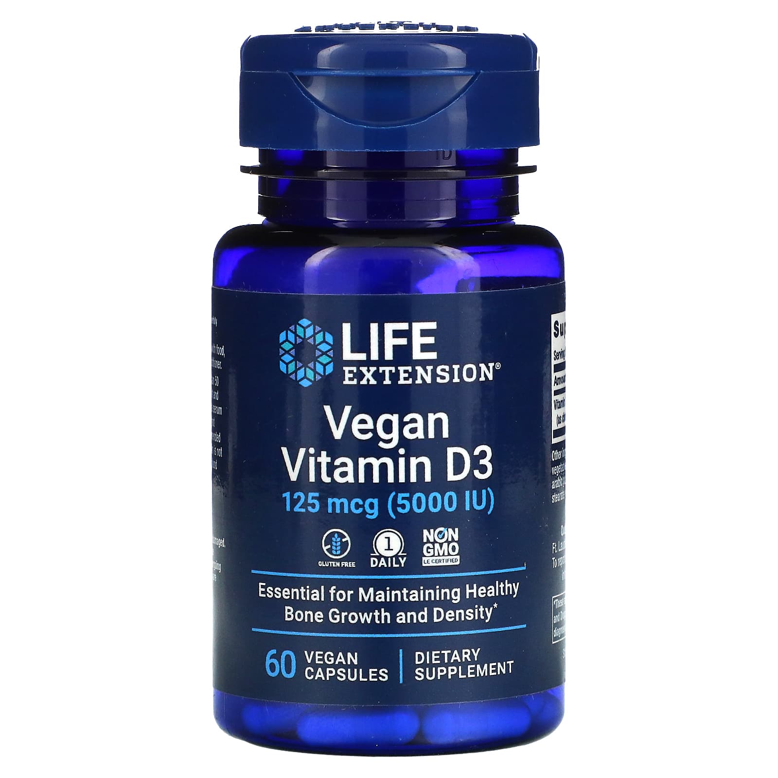 Life Extension, Vegan Vitamin D3, 125 mcg (5000 IU), 60 Vegan Capsules - B094NWJ36N