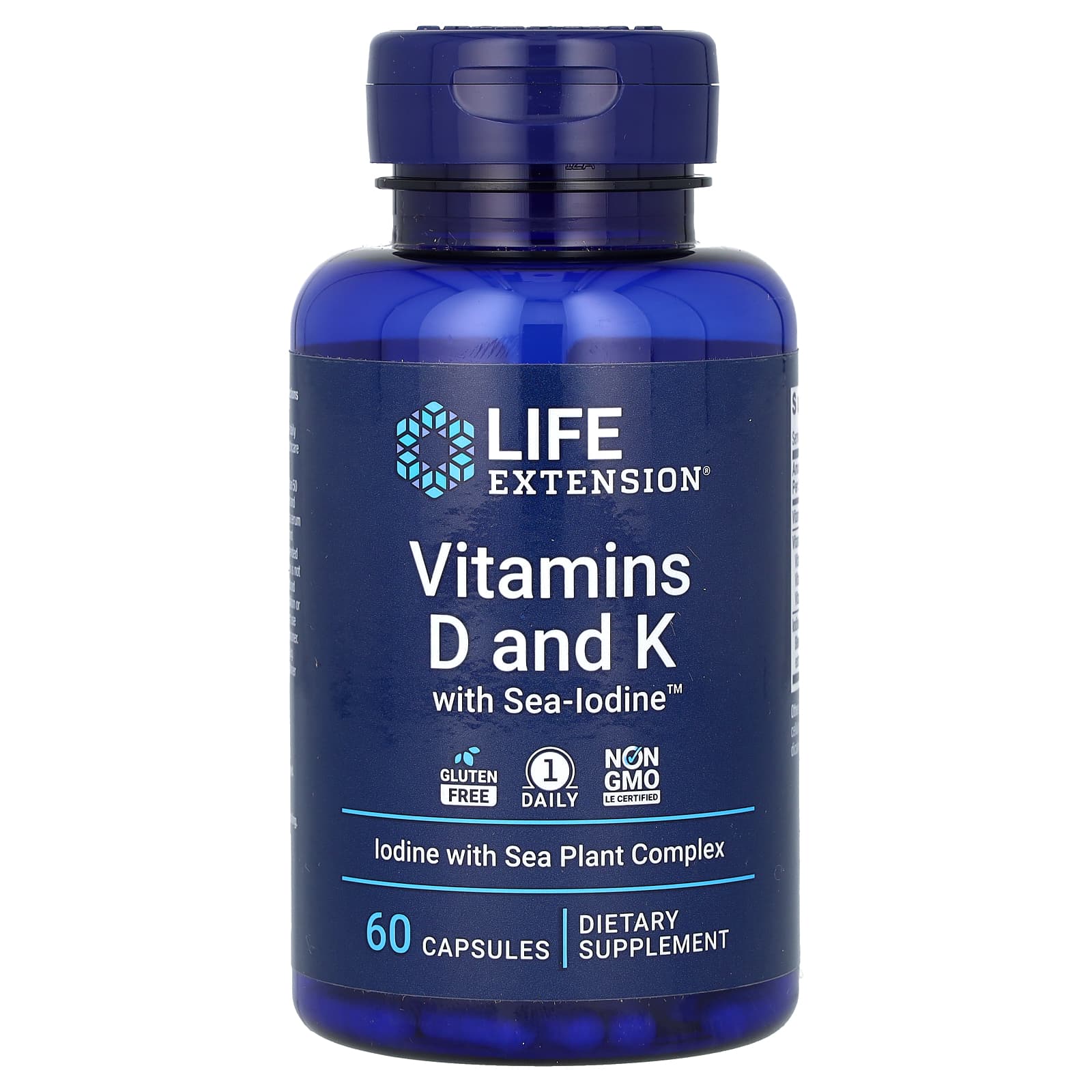 Life Extension, Vitamins D and K with Sea-Iodine, 60 Capsules - B076DBV1MG